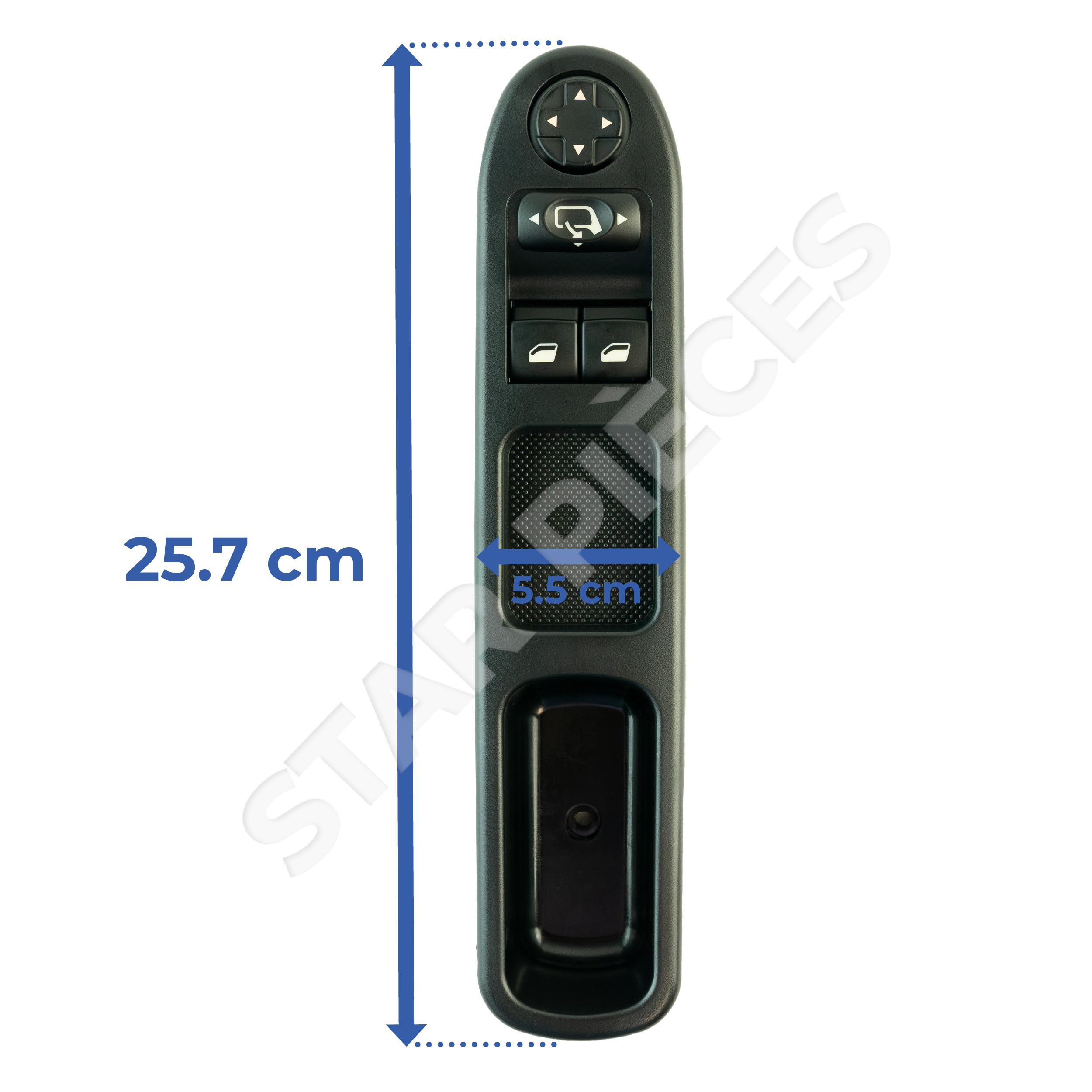 Botonera elevalunas compatible para Peugeot 207 (2006-2014) mando elevalunas delantero izquierdo (conductor) CON retrovisores abatibles | 6554QA | 9654859677