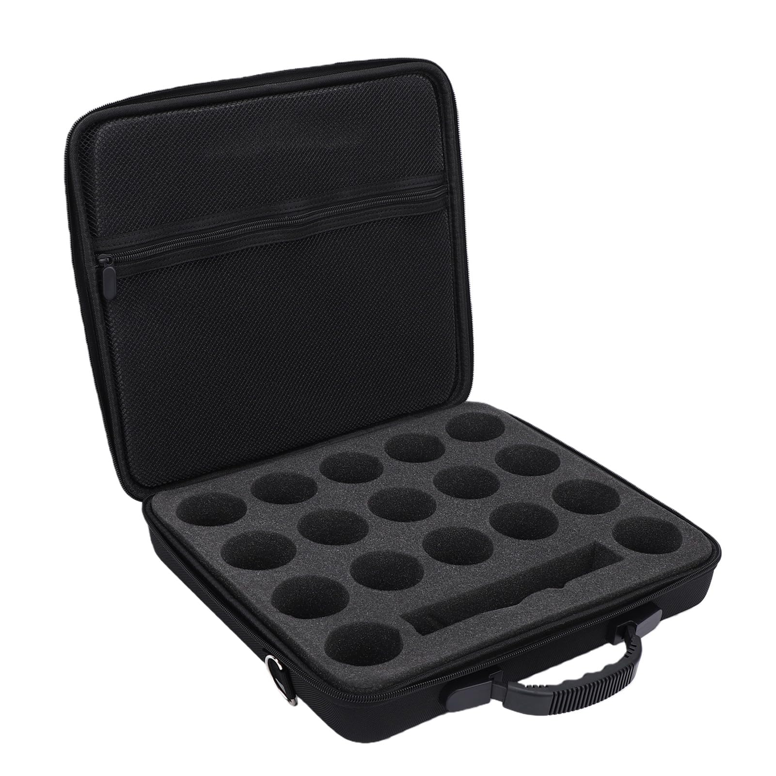 lyrlody Billardball-Koffer, PVC-Poolball-Koffer für 17 Bälle mit Griff und Verstellbarem Schultergurt, Schaumstoffschlitzen und Netztasche für die Aufbewahrung von Clubspielern zu Hause