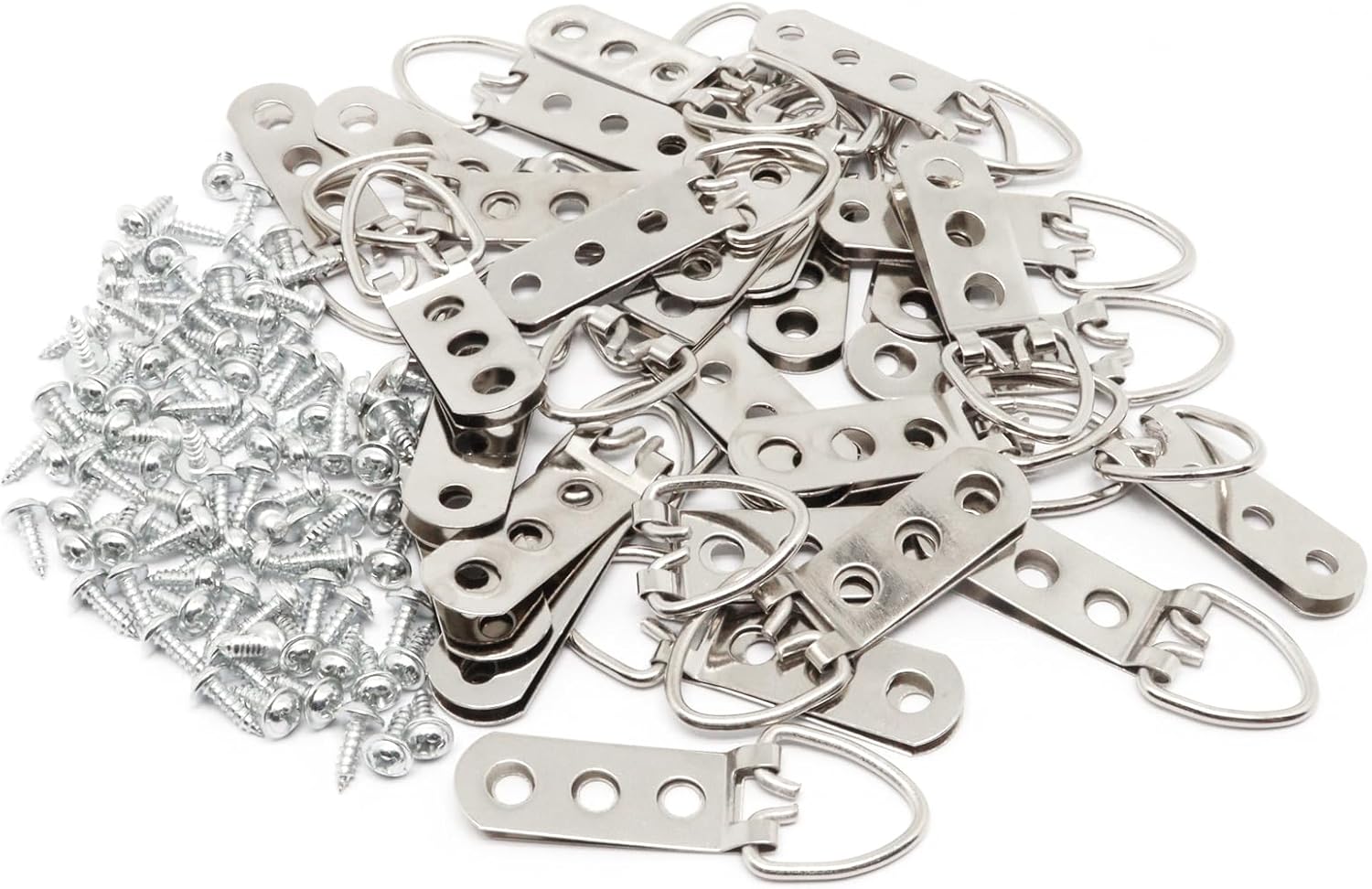 D Ring Picture Hangers, 3 Holes with Screws, D Rings Heavy Duty, Picture Hang Solutions for Mirror, Clock, Decoration, Paintings, Artwork Pictures Frame, 30 PCS