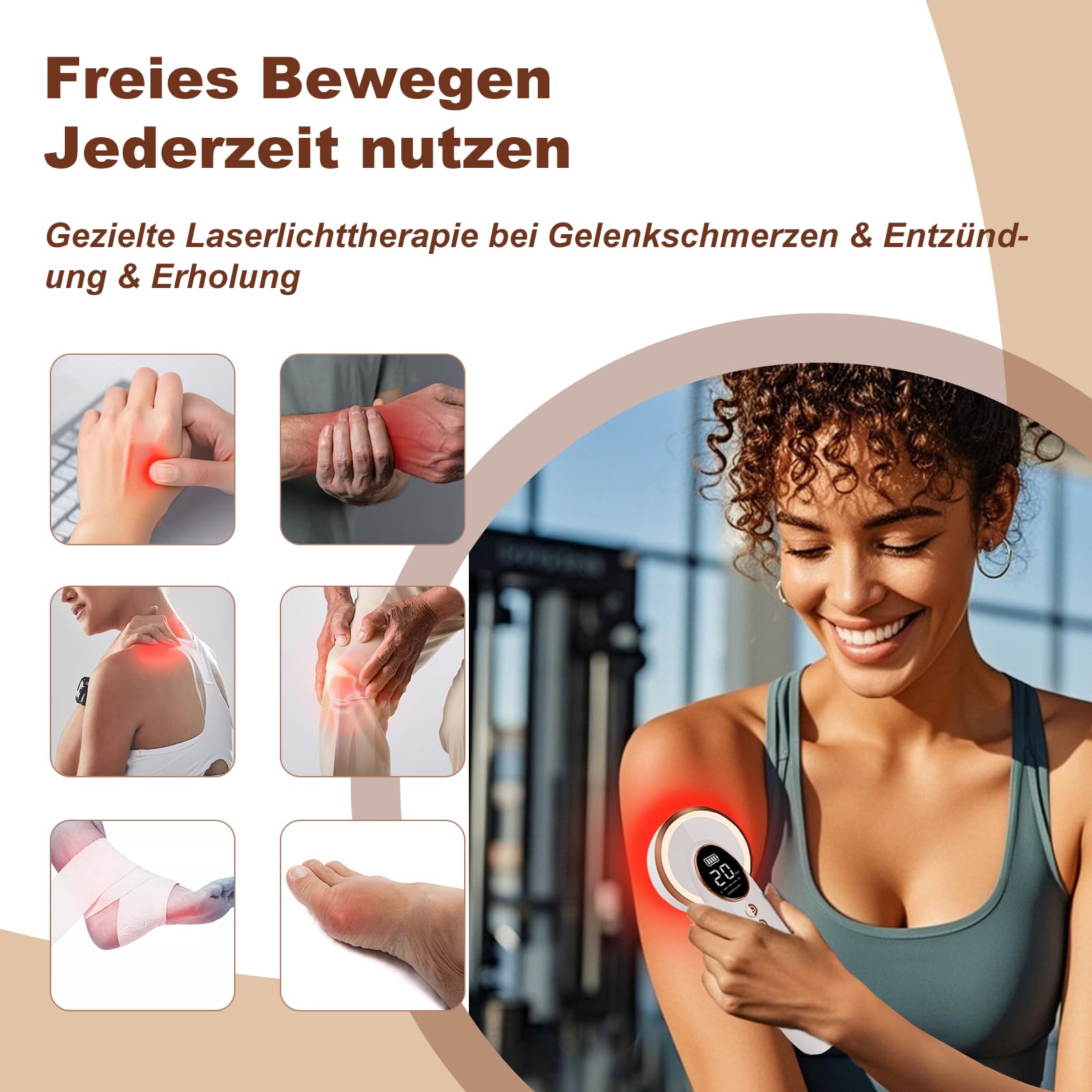 Handheld Kaltlaser-Therapiegerät für Mensch/Tier mit LED-Anzeige, 4x808nm+12x650nm, 3500mAh Akku, tragbarer Infrarot-Lichttherapie-Stab für Handgelenk Ellenbogen Knie Schultern Hände
