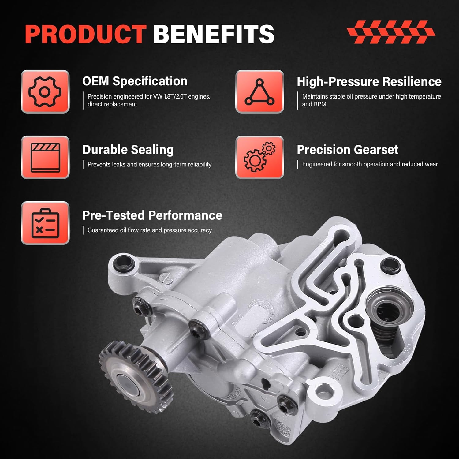 06H115105BC Engine Oil Pump Fit for 2012-2019 Beetle/Cabrio, 2011-2018 Jetta/GLI, 2013-2022 Passat, 1.8T/2.0T Gasoline Replace 06H115105DR 06H115105BC