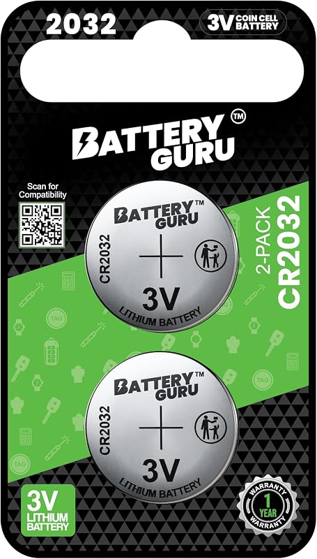 Baterias CR2032 3 V para chave presencial Hyundai Elantra 2007 a 2024 Battery Guru – Pacote com 2