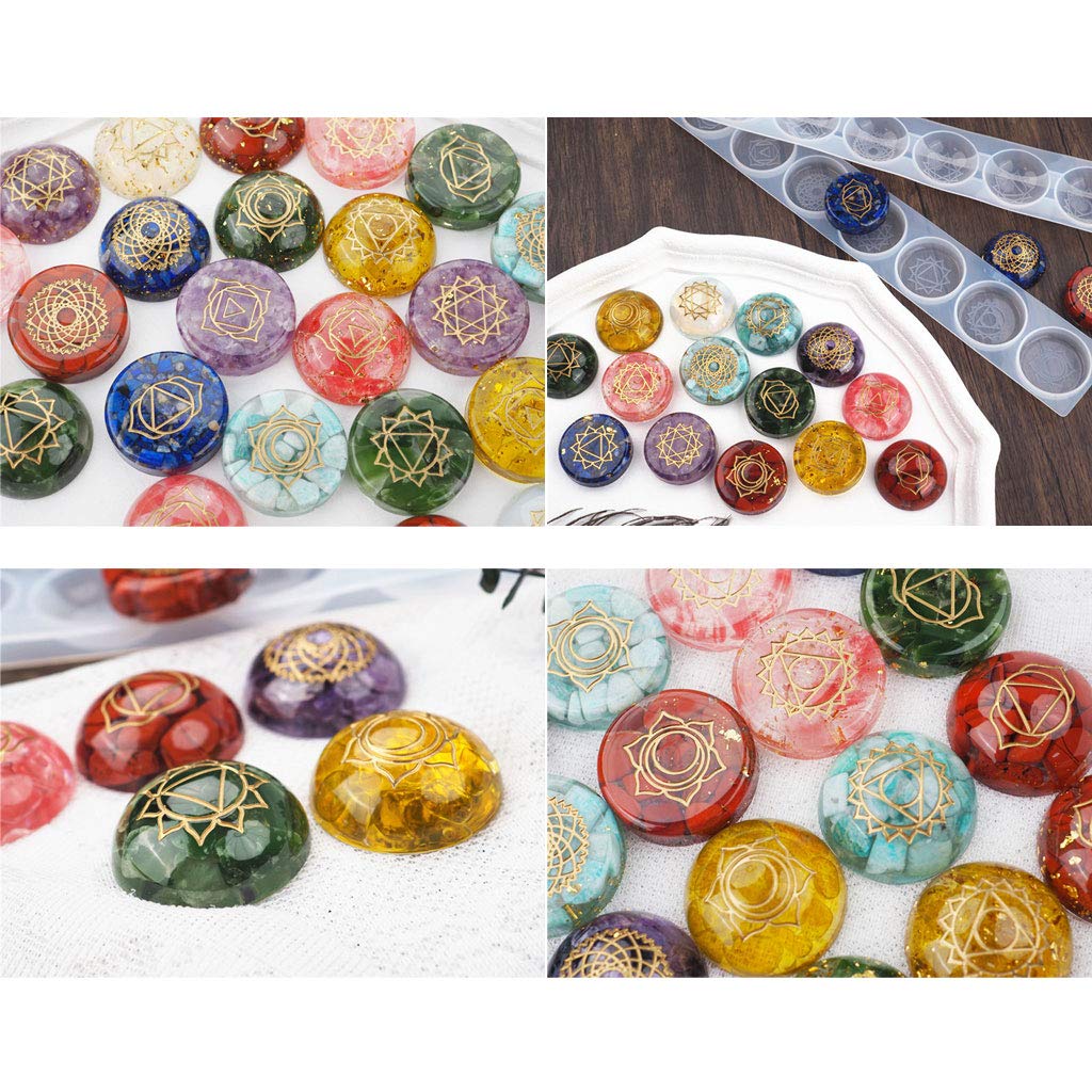 FineInno Stampo In Silicone Per Resina Orgonite | 2 Pezzi Per Ciondoli Merkaba E Chakra | Stampo Emisfero E Oblato Per Gioielli Fai Da Te