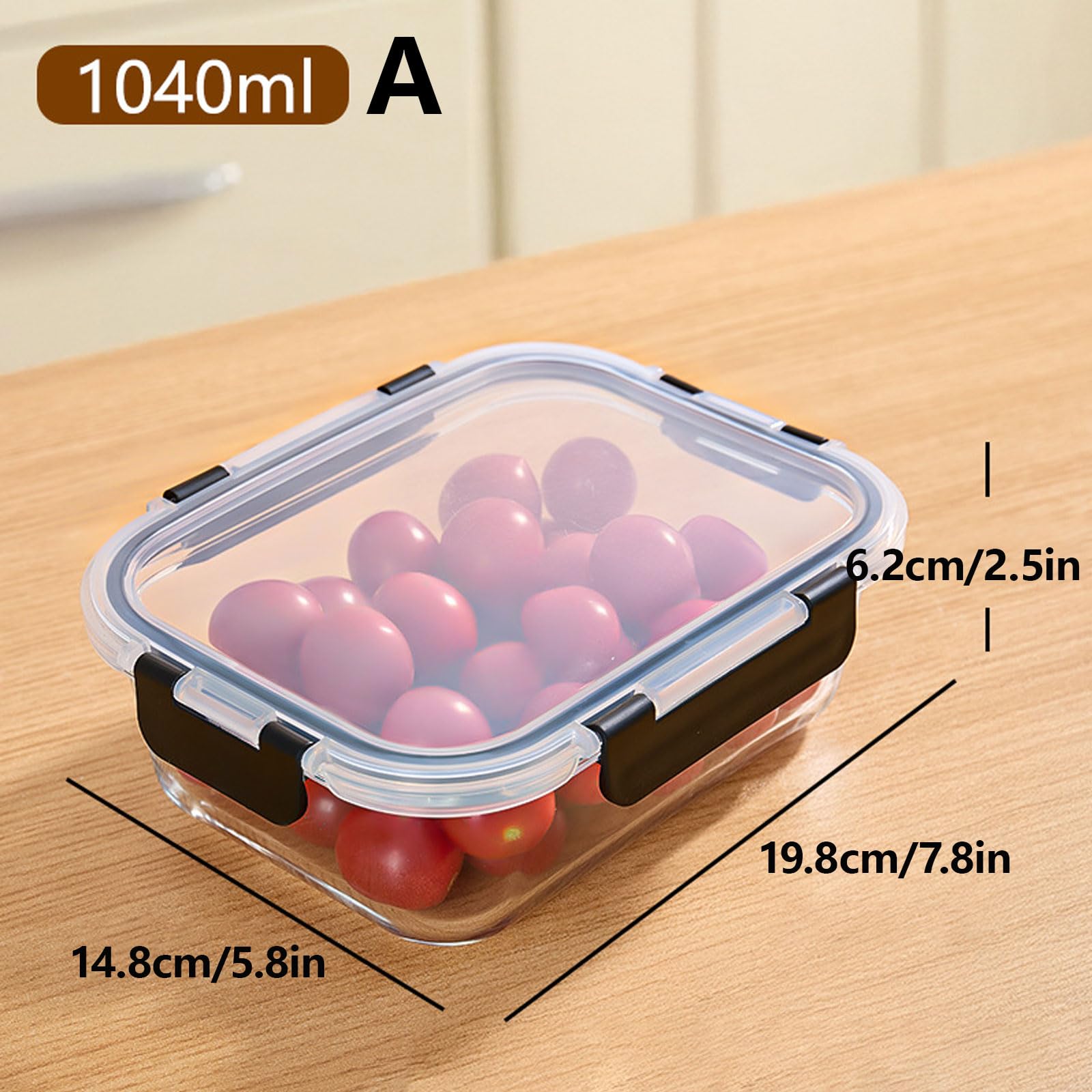 Generisch Meal Prep Boxen Mikrowellengeeignet, 5 St, Glasbehälter mit Deckel, Spülmaschinenfest, Mikrowellen & Gefrierschrankgeeignet, Auslaufsicher, Lebensmittelbehälter,Schwarz,5 PCS A