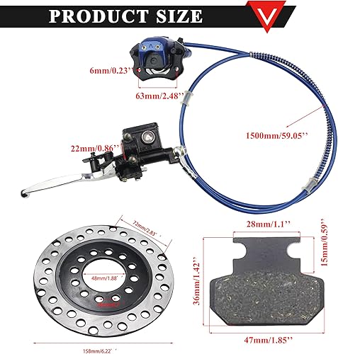 Miniatura 2 de Pinza de sistema de freno de disco hidráulico trasero, PRO BAT, ATV Quad Conjunto de freno de mano trasero Pinza de cilindro maestro para 50cc 70cc