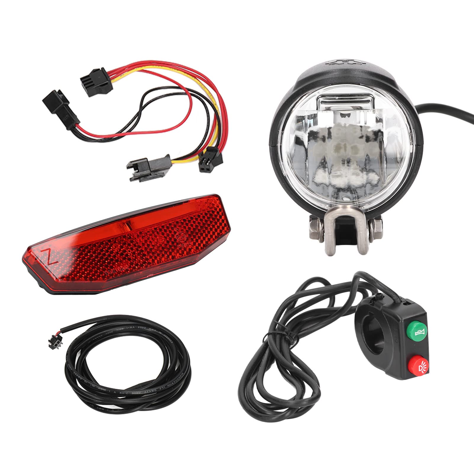 DK11 Kit Luci per Bici Elettrica Set Faro e Fanale Posteriore in Lega di Alluminio Plastica 12V-72V IPX4 Impermeabile con Design Antiscivolo per L'aggiornamento Quotidiano della
