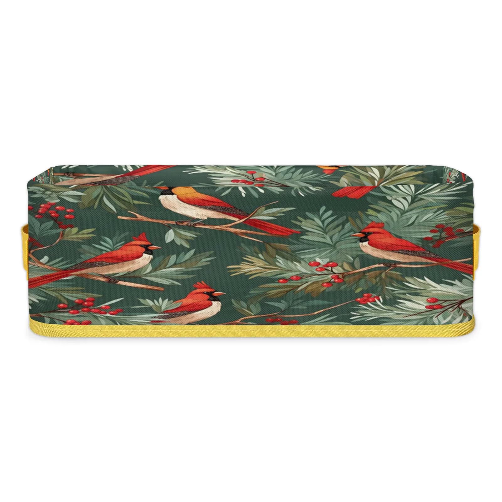 Christmas Birds Bathroom Storage Basket Waterproof Foldable Storage Bins with Handles Decorative Toilet Paper Storage Basket for Organizing for House Bathroom Toiletries Set of 2