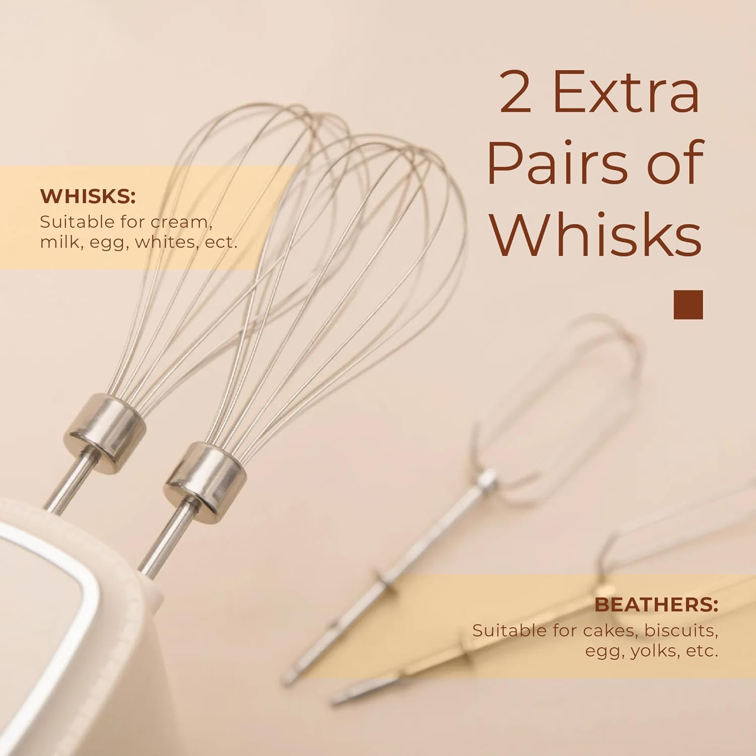 CARTMAN Cordless Hand Mixer with Removable Battery, 7-Speed Handheld Kitchen Mixer, for Baking Cake, Egg, Cream Food, Electric Mixer with Beaters, Whisks, USB-C Charge Cable