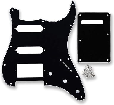 11 Hole HSS Pickguard Scratch Plate Guitar BackPlate Set for Standard Guitar Part 3Ply Black