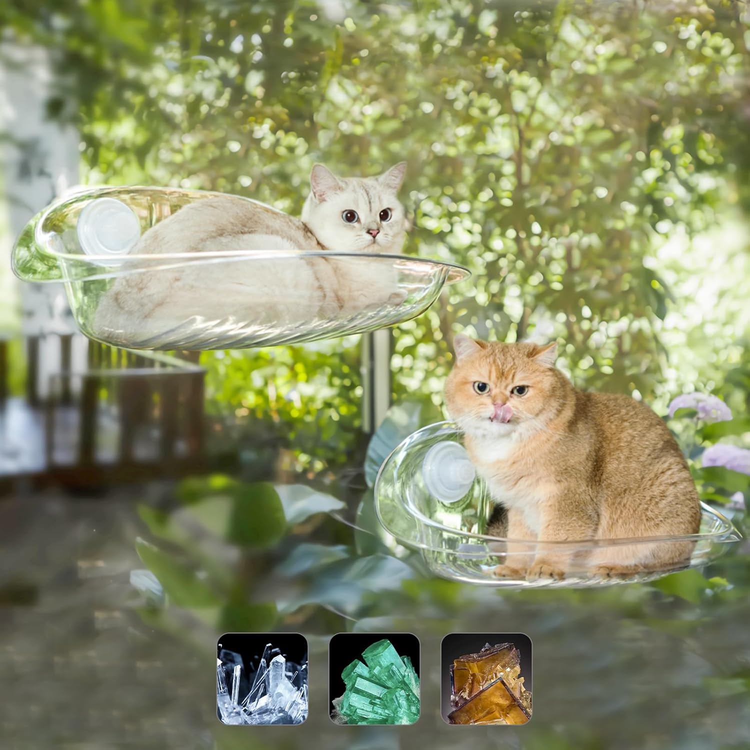 Helntova Transparent Cordless Cloud Cat Window Perch for