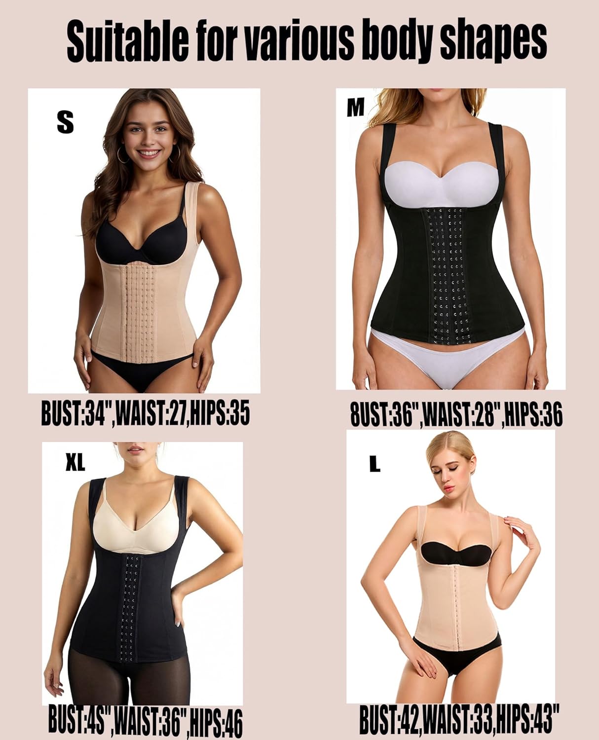 Evanhome Women's Waist Trainer Cincher Underbust Corset Vest Steel Boned Hourglass Body Shaper With Hooks S-4XL - Image 7