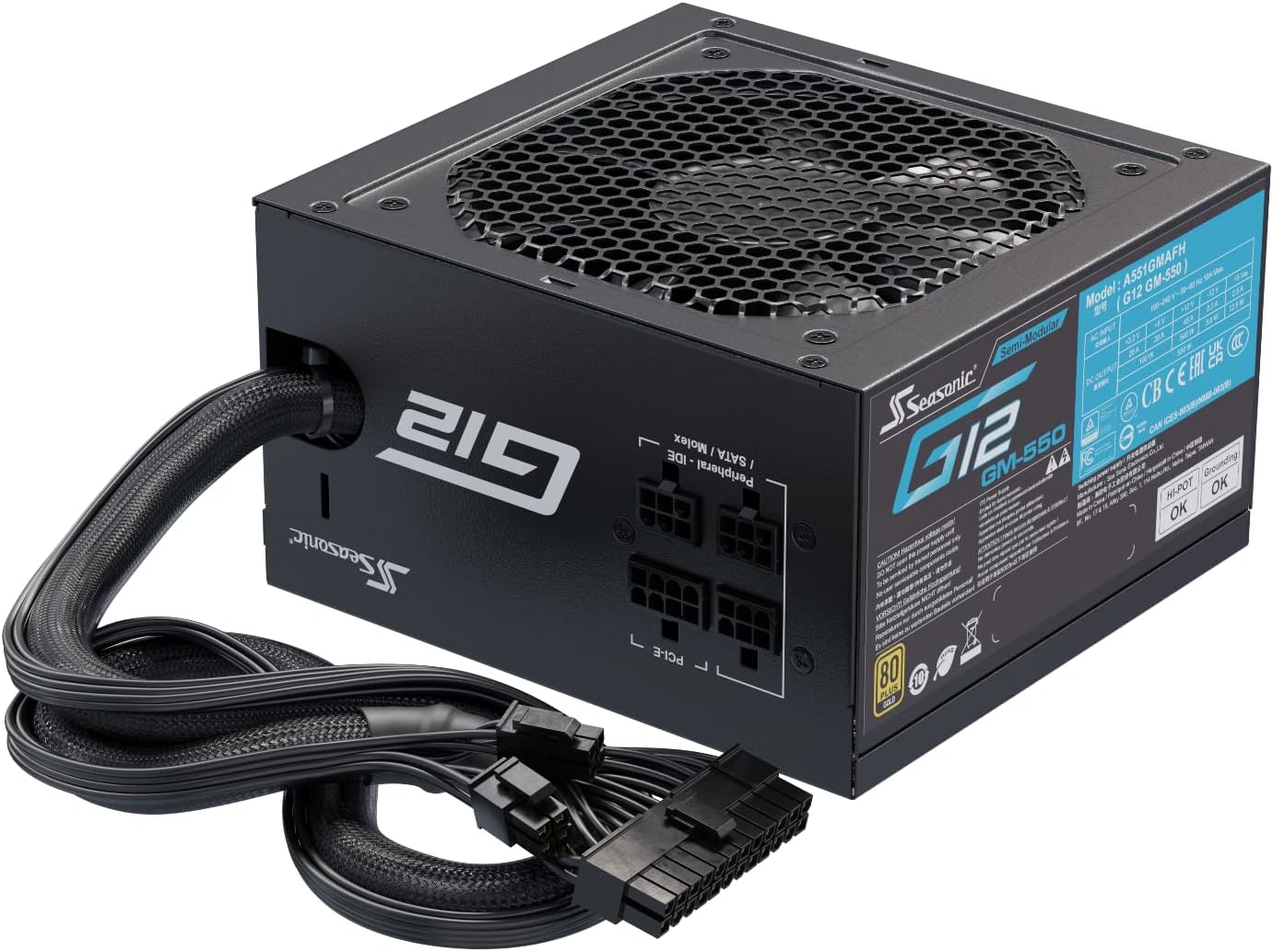 SeasonicPower Supply ATX 550W G12-GM-550 Semi-Modular (80+Gold), Black