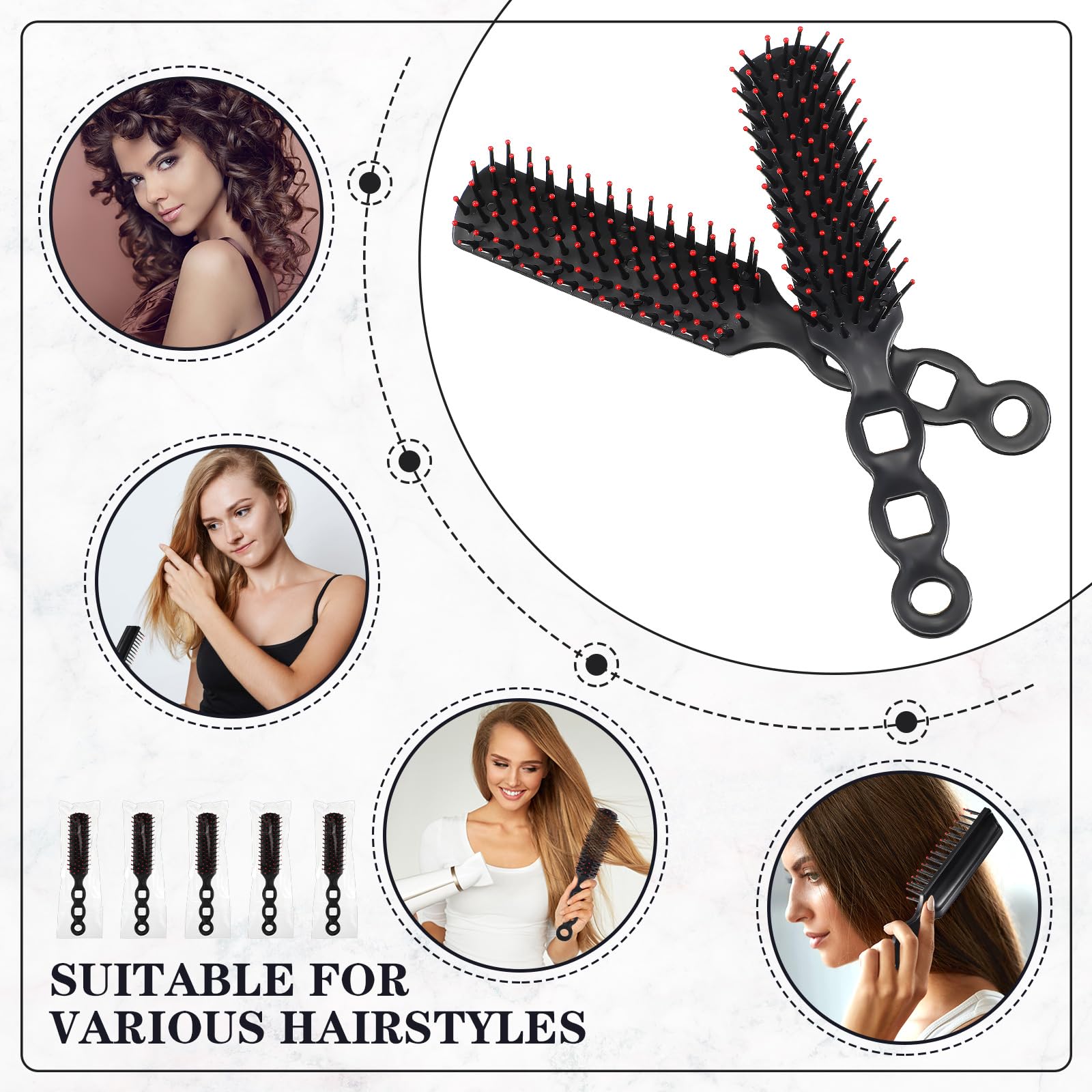 400 cepillos de pelo a granel para personas sin hogar, cerdas envueltas individualmente, cepillo de pelo para cabello rizado, adecuado para refugios sin hogar, hotel, hogar de ancianos, iglesia
