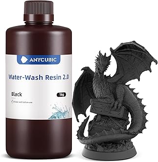 ANYCUBIC 3D Printer Resin, Water Washable Resin 2.0, No Need Extra Alcohol and Easy to Clean, Fast Curing, Low Odor, Wide Compatibility for All LCD Resin 3D Printers (Black, 1kg)