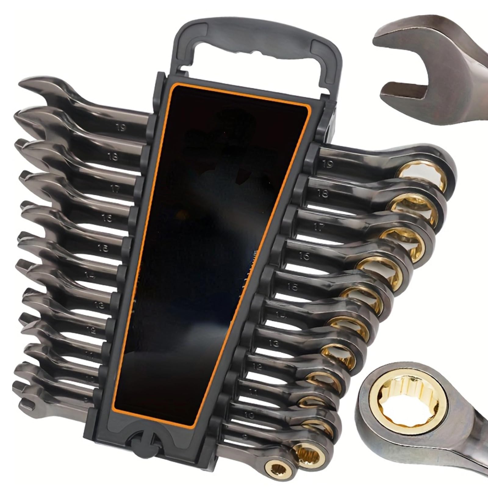 Set di 12 chiavi a cricchetto con 72 denti, 8-19mm, chiavi a cricchetto metriche con testa fissa, set di chiavi a cricchetto in acciaio Cr-V, strumento professionale per auto e casa