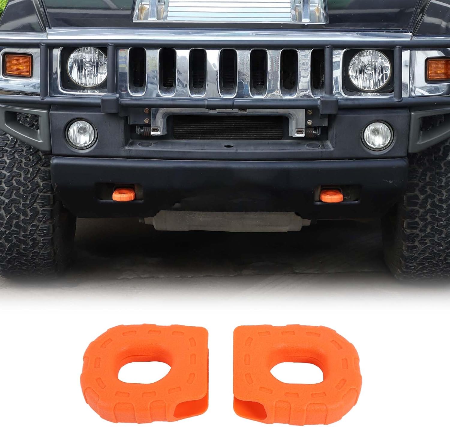 Tow Hook Cover Compatible with Hummer H2 2003-2009, Front Bumper Tow Hook Protector Rubber Cover Exterior Trailer Hitch Protection Accessories, 2PCS (Orange)