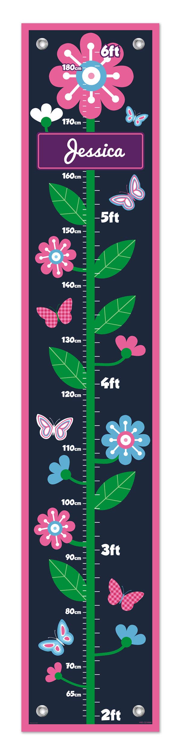 Pink Kid Room Decor Custom Name Flower Growth Chart for Kids Measurement Personalized Growth Chart