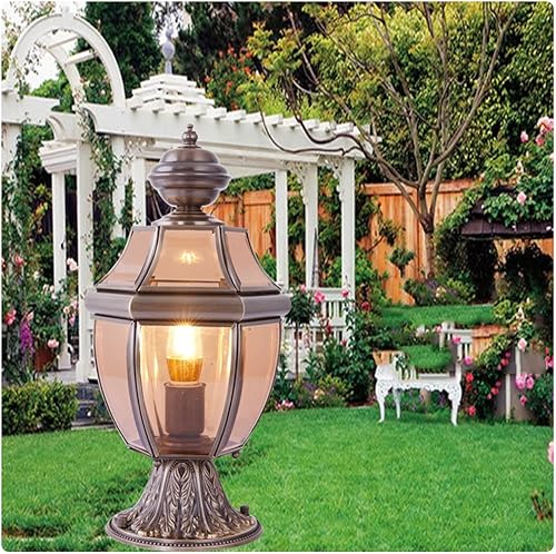 Miniatura 6 de Luces de poste para exteriores, lámpara clásica vintage de cobre completo para postes de pared al aire libre, lámpara de jardín continental, lámpara
