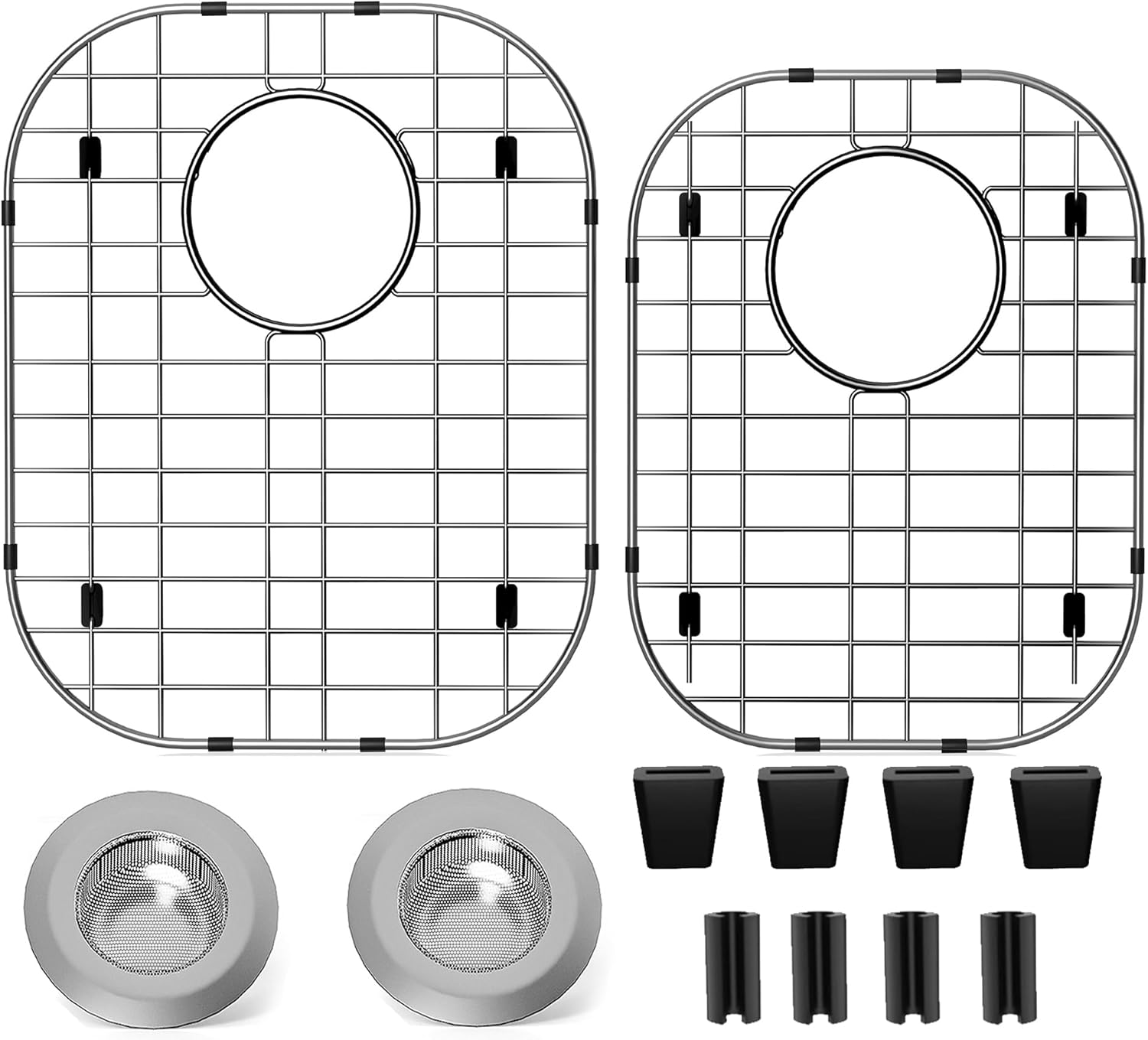 2Pack Sink Protectors for Kitchen Sink 13"x16"and 11.2"x14.5",Stainless Steel Sink Grid, Sink Rack for Bottom of Sink, Rust Resistant Metal Sink Protector with Sink Strainer (Silver