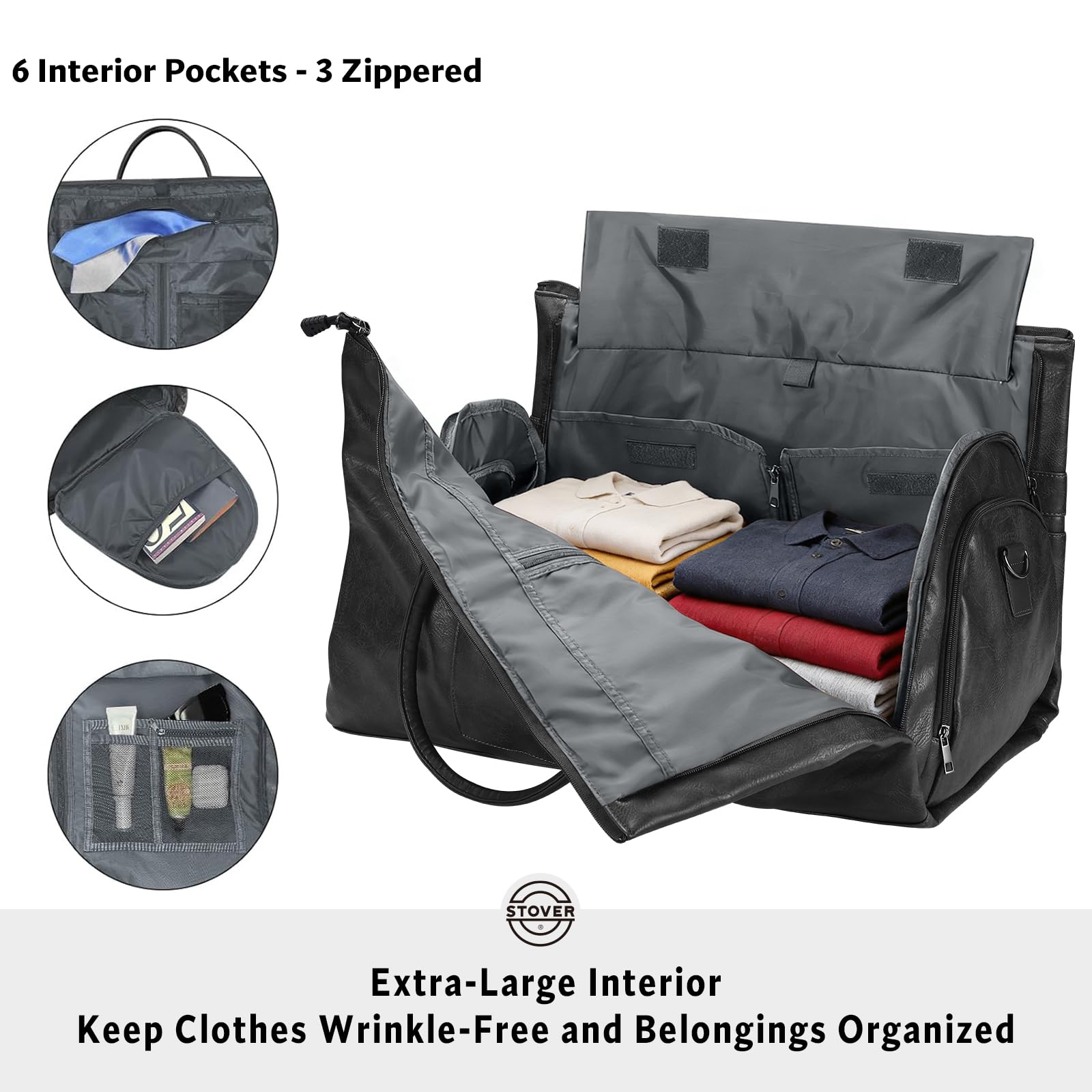Stover Garment Reisetasche, groß, 2-in-1, wandelbares Handgepäck für Damen und Herren, zum Aufhängen, Kleider, Kleidung und Schuhfach, Wochenend-Tragetasche