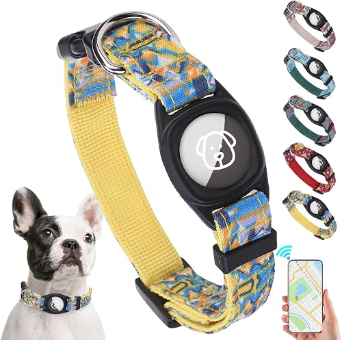 SCENEREAL Dog Collar with Airtag Holder for Small Medium Large Dogs