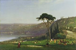WONDERFULITEMS Lake Albano Fashionable People and Rustic Peasant Enjoying Italian Countryside Landscape 1869 Painting by George Inness 11" X 16" Image Size Print Repro on Matte Paper