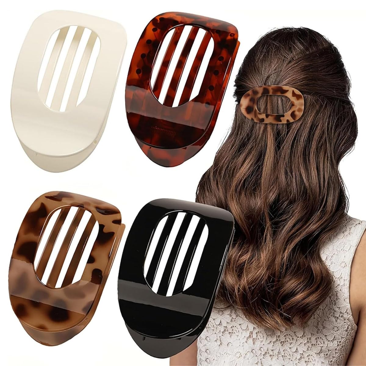 MAYCREATE Hair Claw Clips for Women 4Pcs Round Duckbill Acrylic For Updos