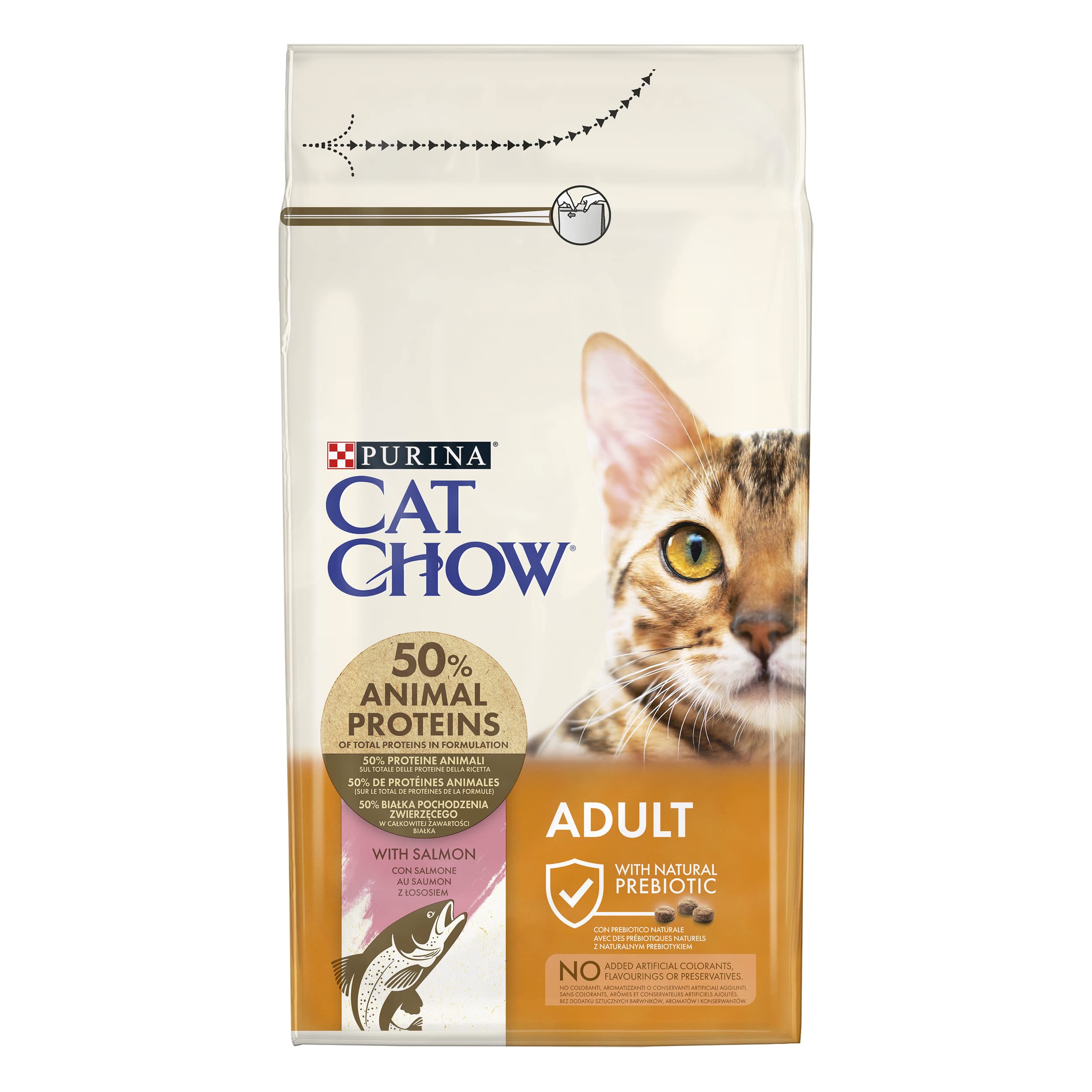 Purina Cat Chow Pienso para Gato Adulto con Salmón y Atún, 6 bolsas de 1,5kg