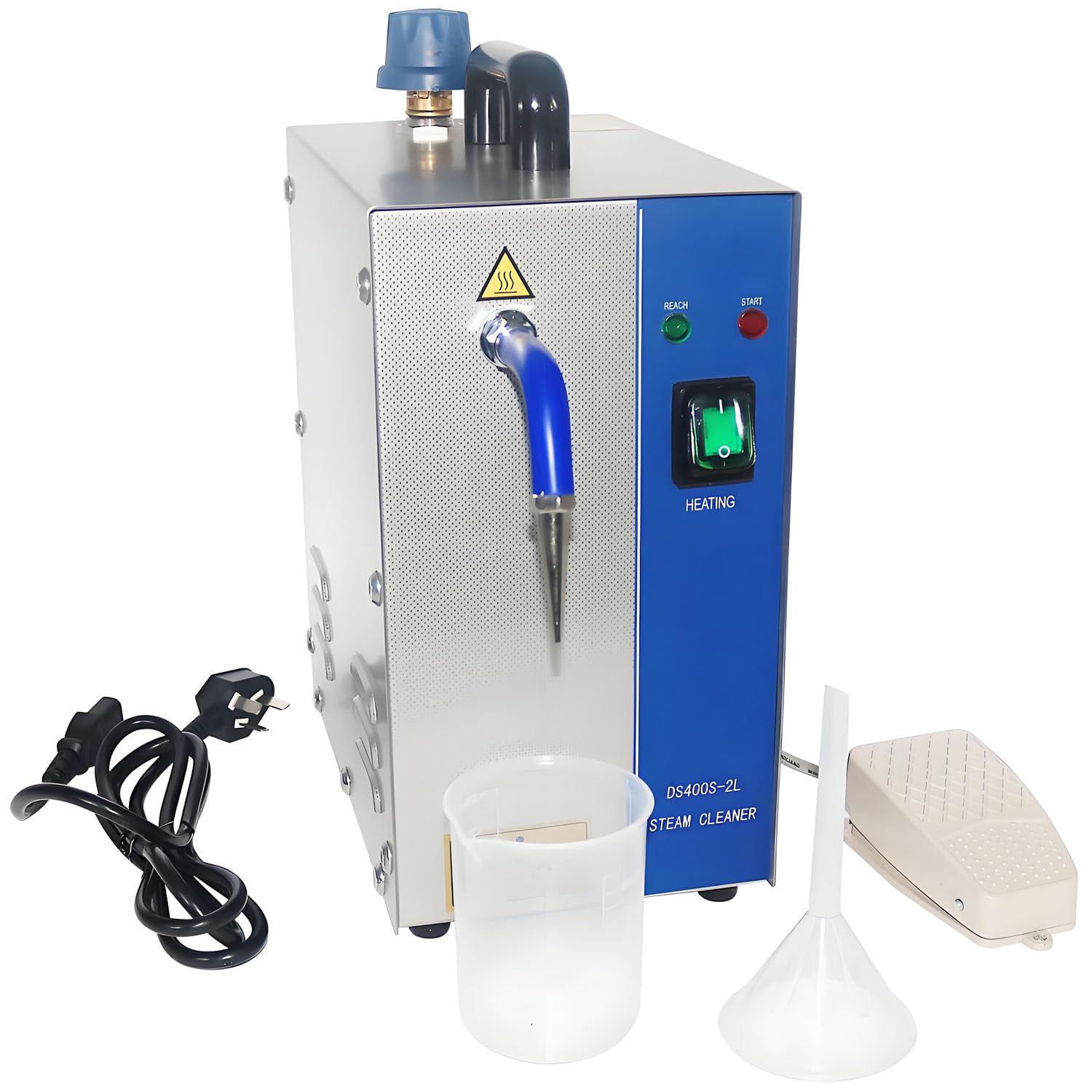 Limpiador Vapor Joyas Pro 2L, Acero INOX 1300W Silver | Vapor alta presión limpia diamantes & metales preciosos. 8 min calentamiento. Para joyerías & particulares.