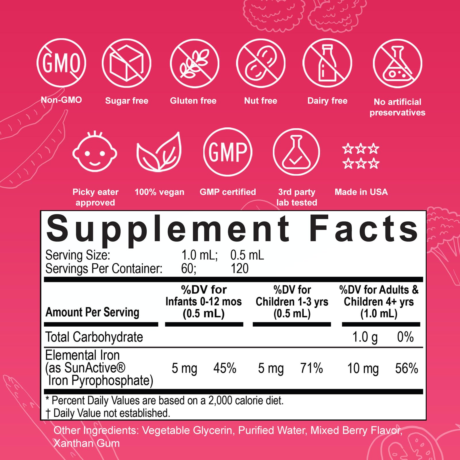 Nuvamin – Gouttes de fer liposomal liquide pour bébés, tout-petits, enfants et adultes, 60 ml, 120 portions quotidiennes. Excellent goût, entièrement naturel, végétalien, sans arrière-goût métallique