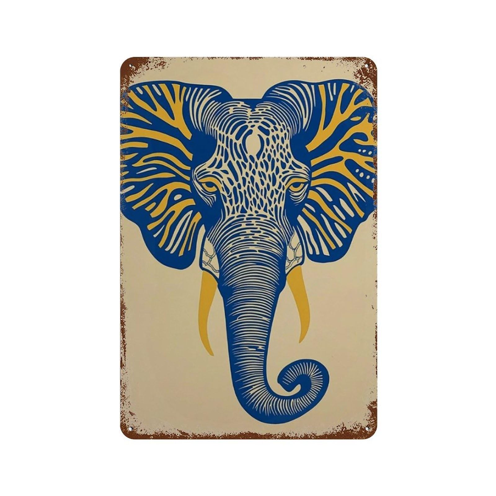 xiaoxiaoshen Elephant Head Minimal Animal Bold Line Modern Safari Wall Decor Art Metal Tin Poster Modern Home Decor Art Home Bar Shop Decorations Vintage Sign 30x20cm