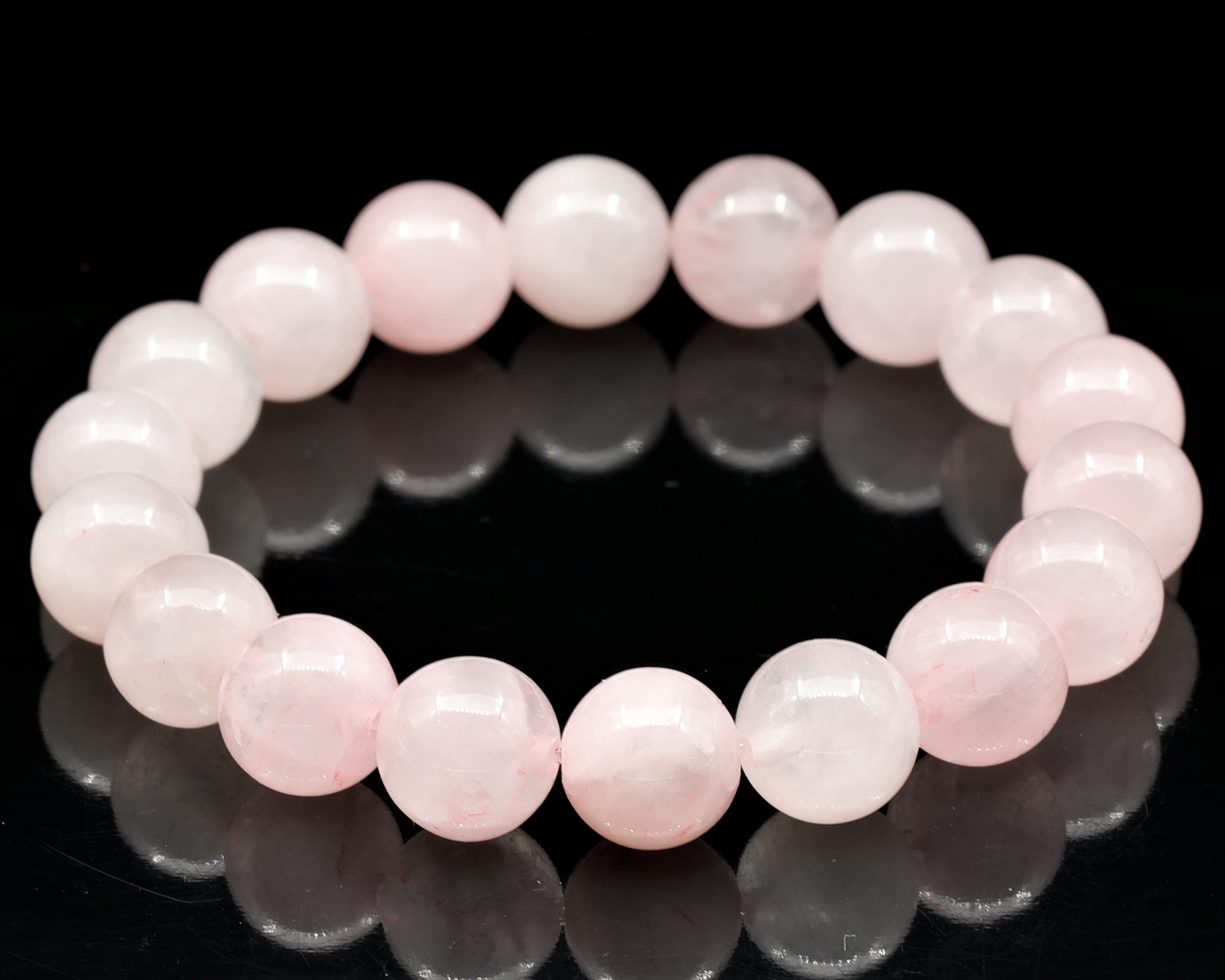 Pulsera de cuarzo rosa natural con cuentas, pulsera de cristal rosa auténtico, pulsera de Tauro, pulsera elástica de piedras preciosas, pulsera duradera