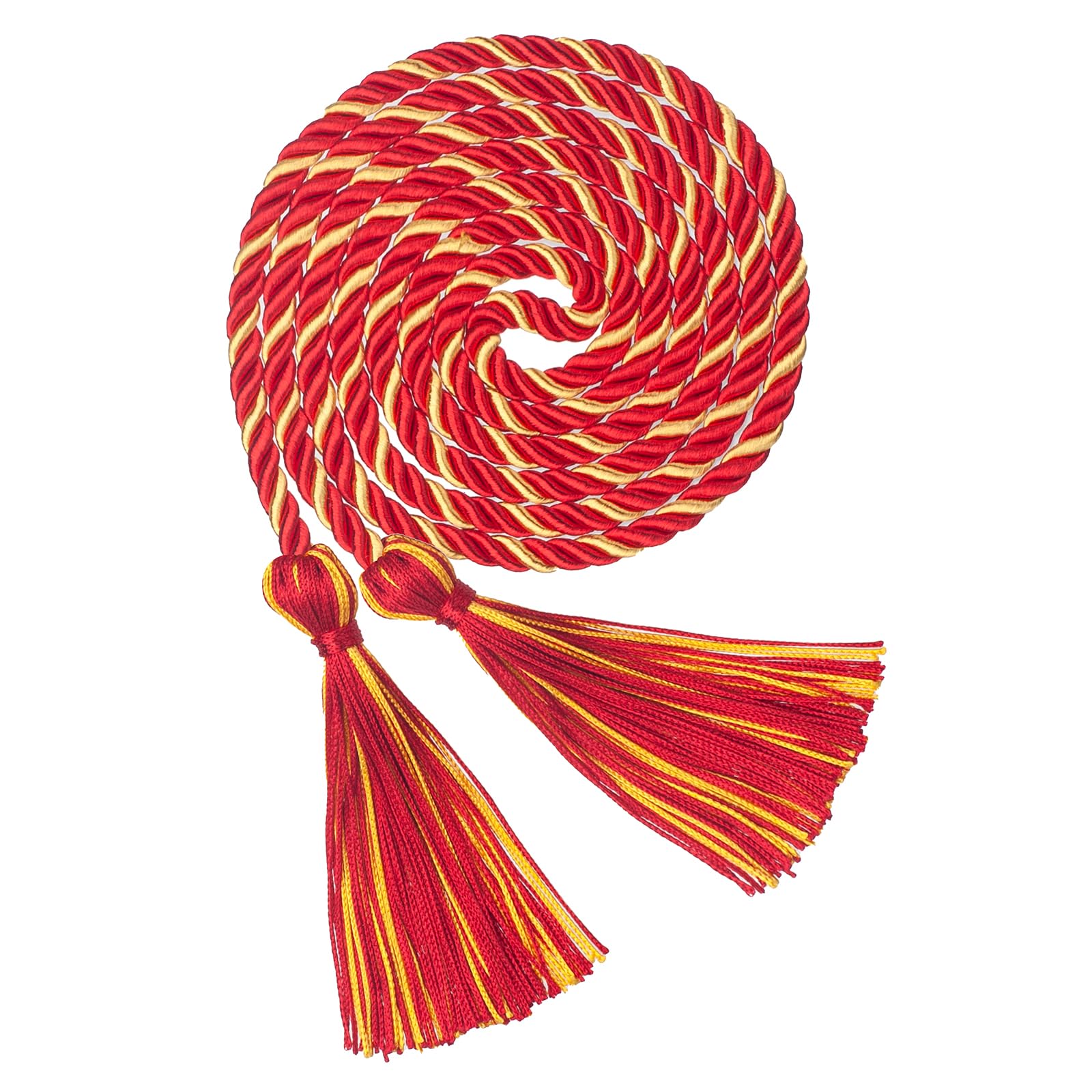 ONUPGO Graduation Cord, Graduation Honor Cords Rayon Braided Tassel Cord, 68"" Polyester Yarn Long Robe Honor Rope for Graduation Students, Bachelor Gown, Gold/Red