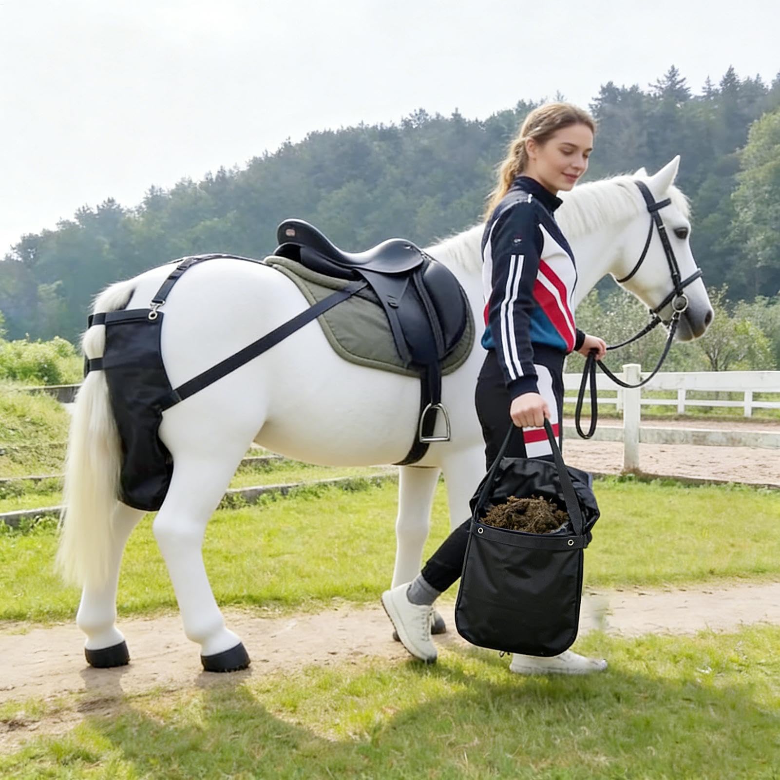 Bolsa de Recolección de Estiércol de Caballo Mango Ergonómico y Recogida | Sacos Ligeros para Excrementos Para Parque Campo Transporte Vehicular Granja