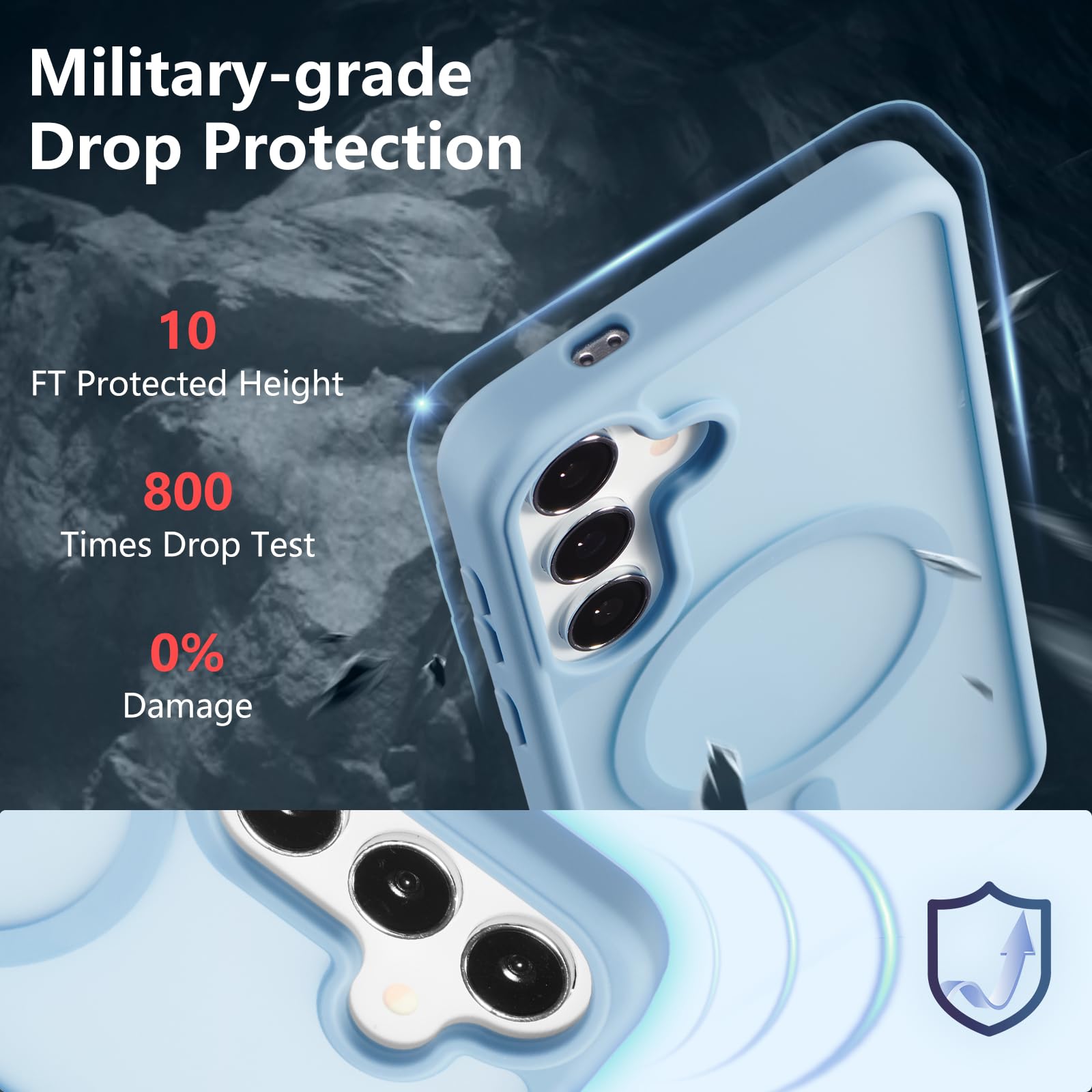 RALEAVO Etui magnetyczne do Samsung Galaxy S26, kompatybilne z MagSafe, odporne na wstrząsy, silikonowe, półprzezroczyste etui do Samsung S26 (niebieskie)