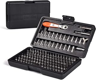 133in1 Mini Ratchet Wrench Screwdriver Bit Set with 1/4" Hex Shank Phillips/Pozidriv/Hexagon/Torx/Slotted/Square Bits, 36-Tooth Gear, Magnetic Bit Holder, 90 Degree Drive Handle