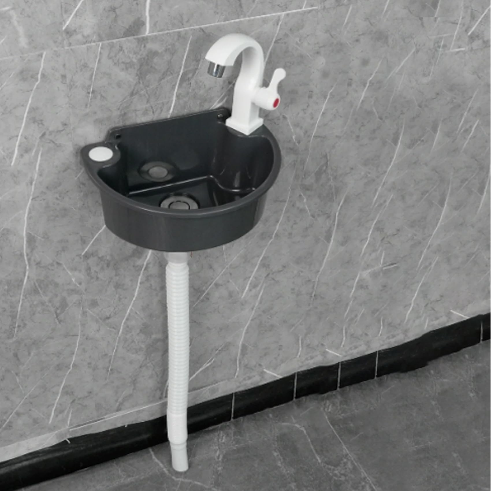 YADZISW Wall Mount Semi-Circular Vessel Sink with Water Pipe for Bathroom Vanity, Compact Design Saves Space