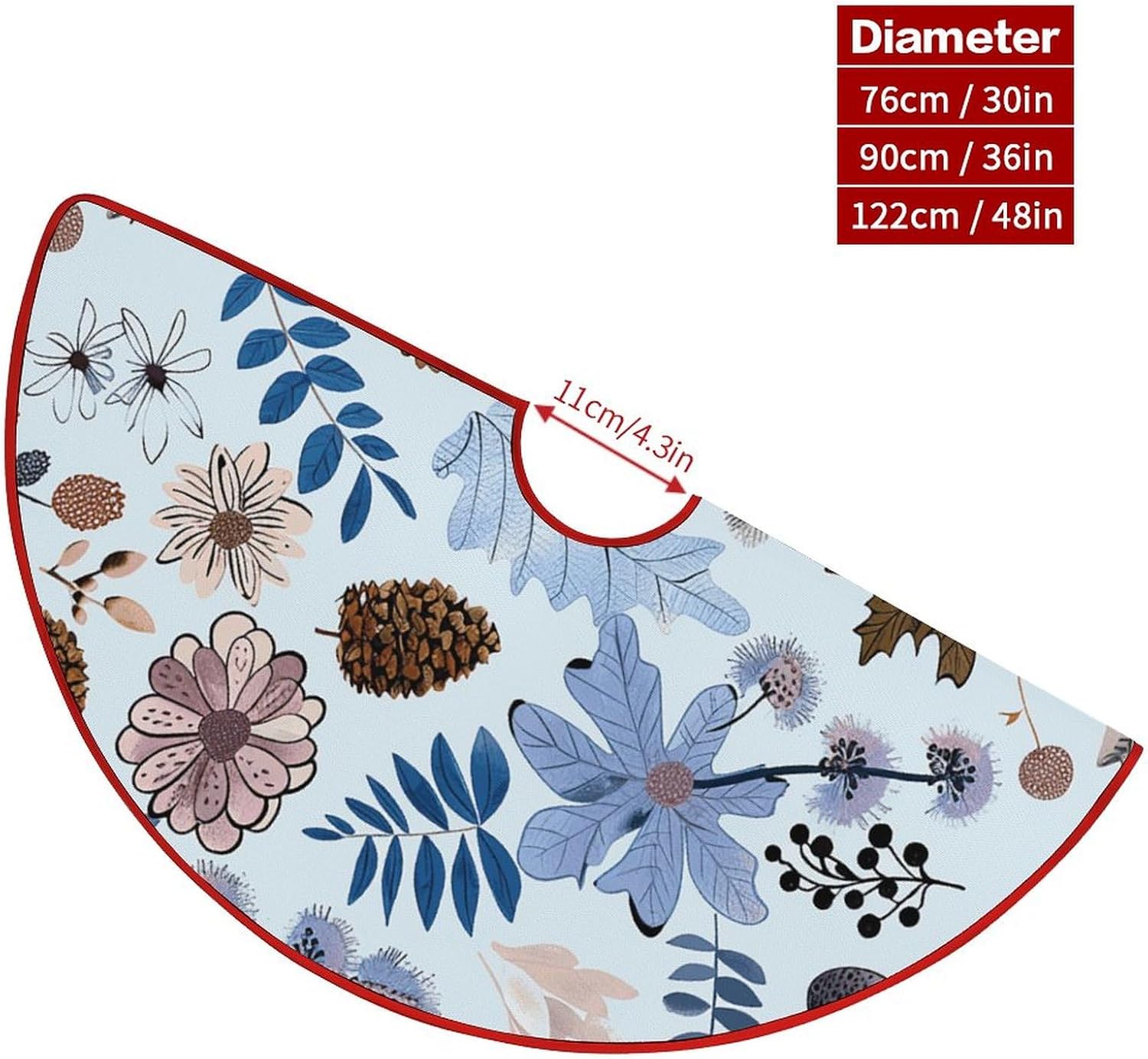 Christmas Tree Skirt 36 Inch Hand Drawn Elements Xmas Tree Skirt Ornament Christmas Tree Collar for Merry Christmas Party Winter Holiday Christmas Tree Mat Decoration
