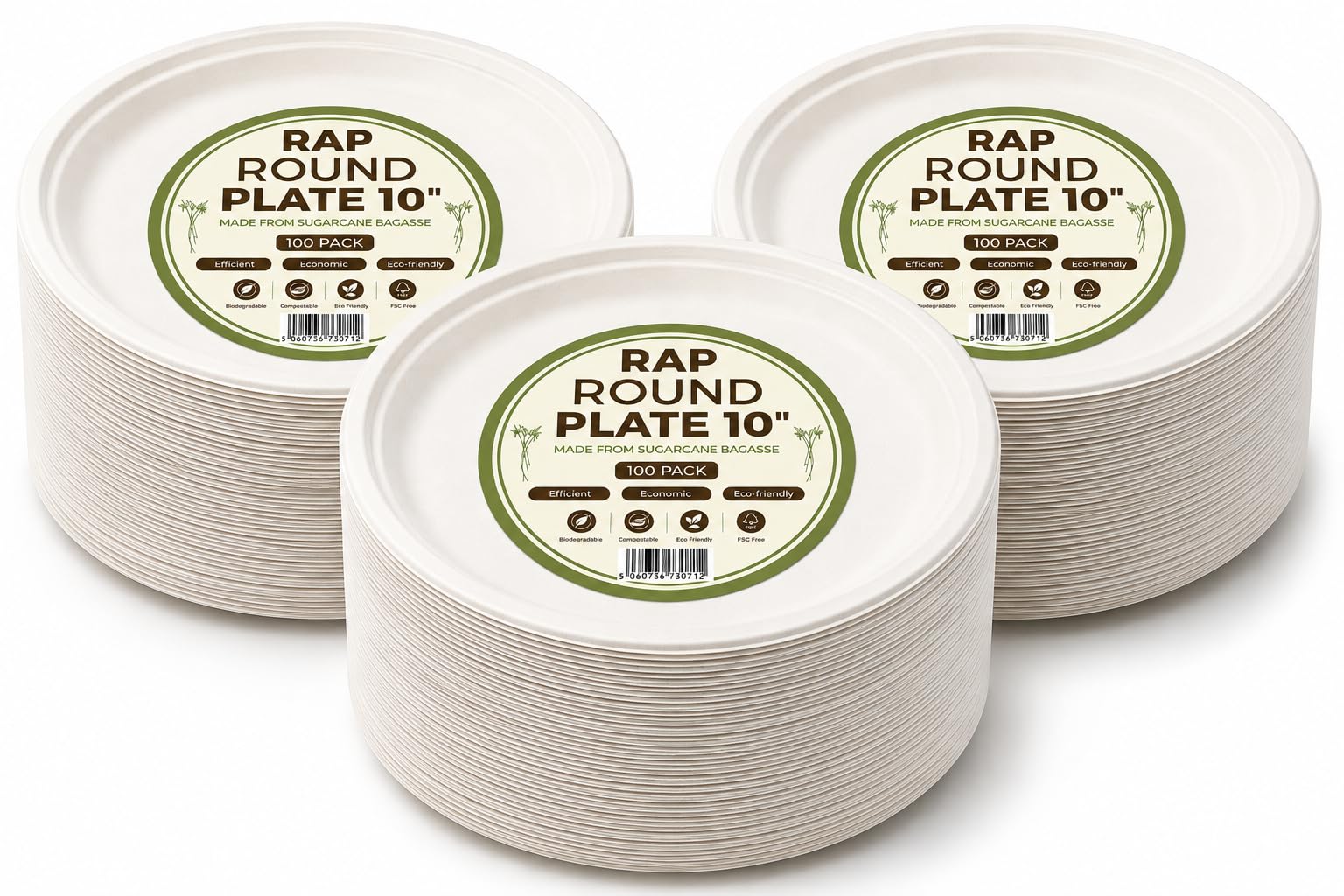 Strong Paper Plates 10 Inch 300 Pack Bagasse Compostable Disposable Party