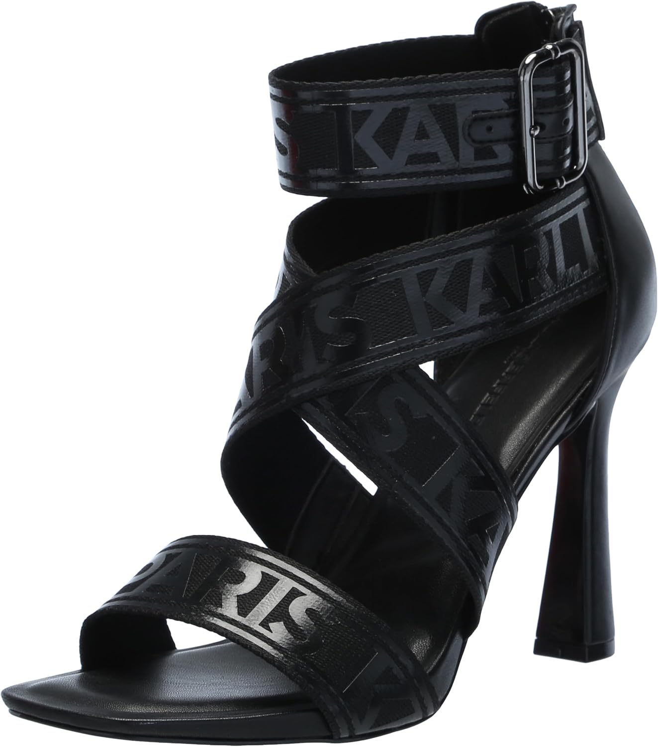 KARL LAGERFELD womens Careliz Evening Strappy Dress Heel With Belt Detail