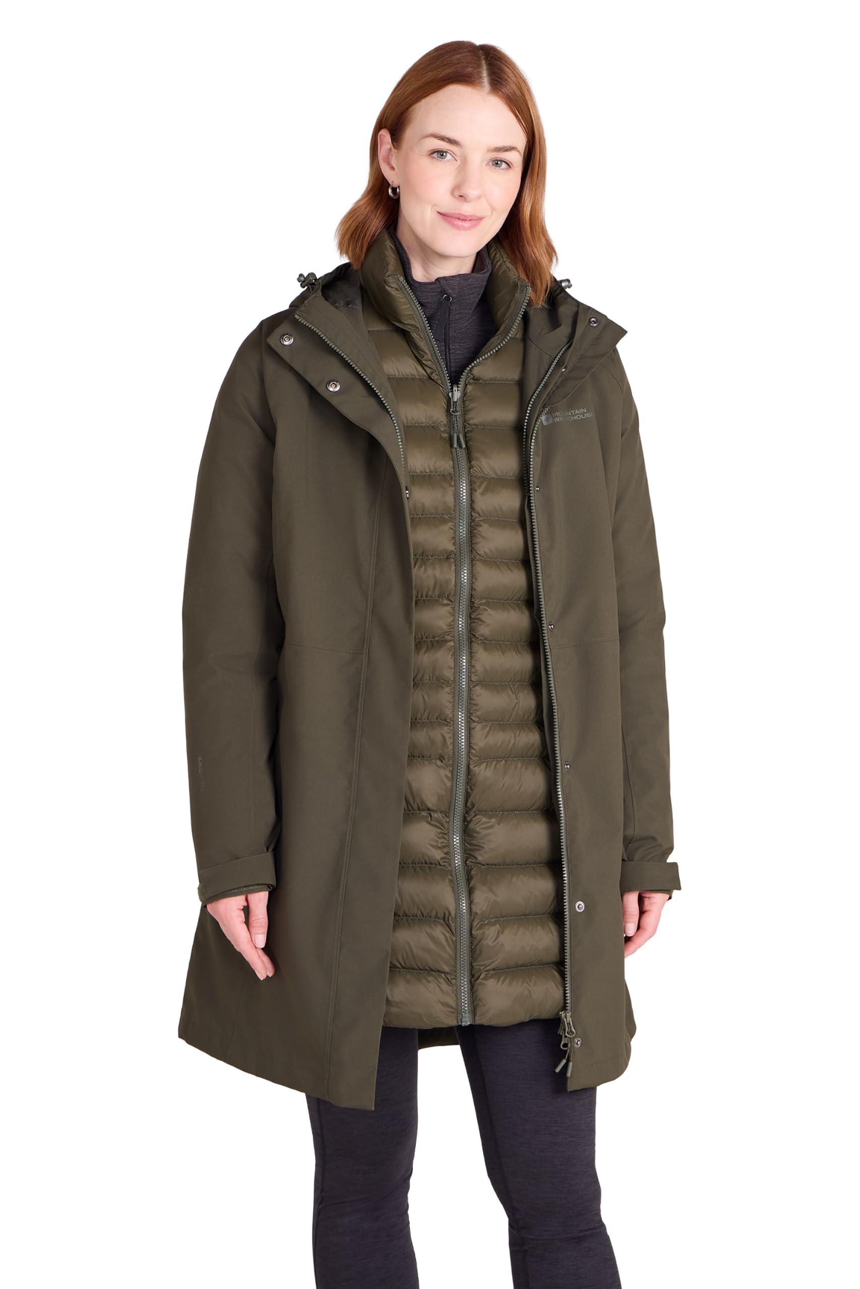 Mountain Warehouse Alaskan Womens 3 in 1 Long Jacket Khaki 10
