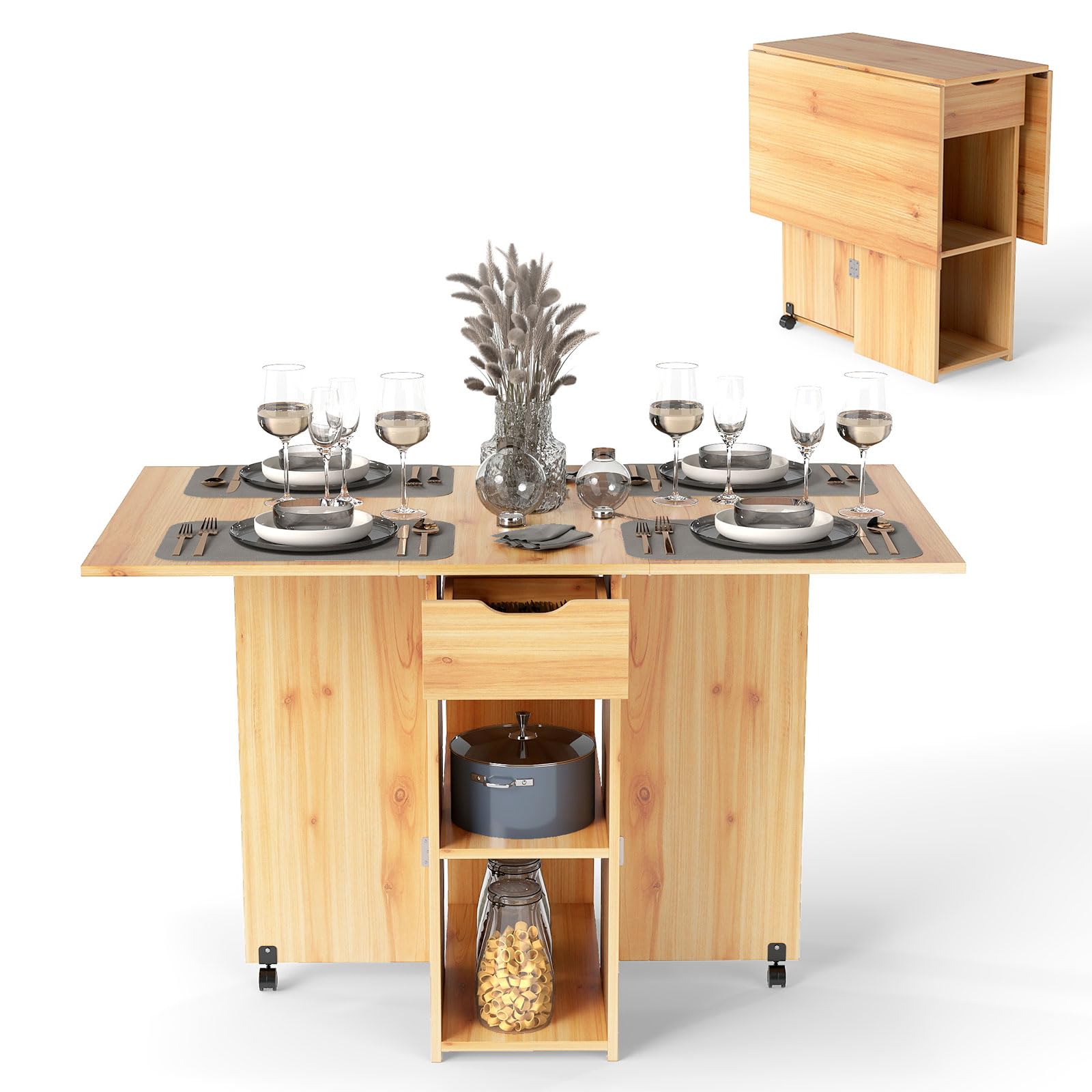 Keukentafel met Wielen SucceBuy, Rolstoelkast met Ladersysteem, Wit Keukentafel met Wielen SucceBuy, Rolstoelkast met Ladersysteem, Wit