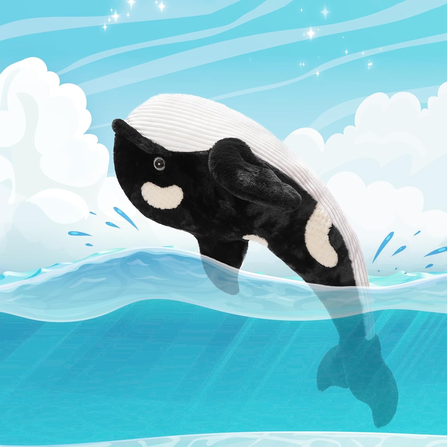 Tezituor 31inch Orca Stuffed Animal, Soft Stuffed Orca Plush Toy, Cuddly Killer Whale Stuffed Animal Blackfish Sea Animal Gift for Kids Boys Girls on Birthday Christmas