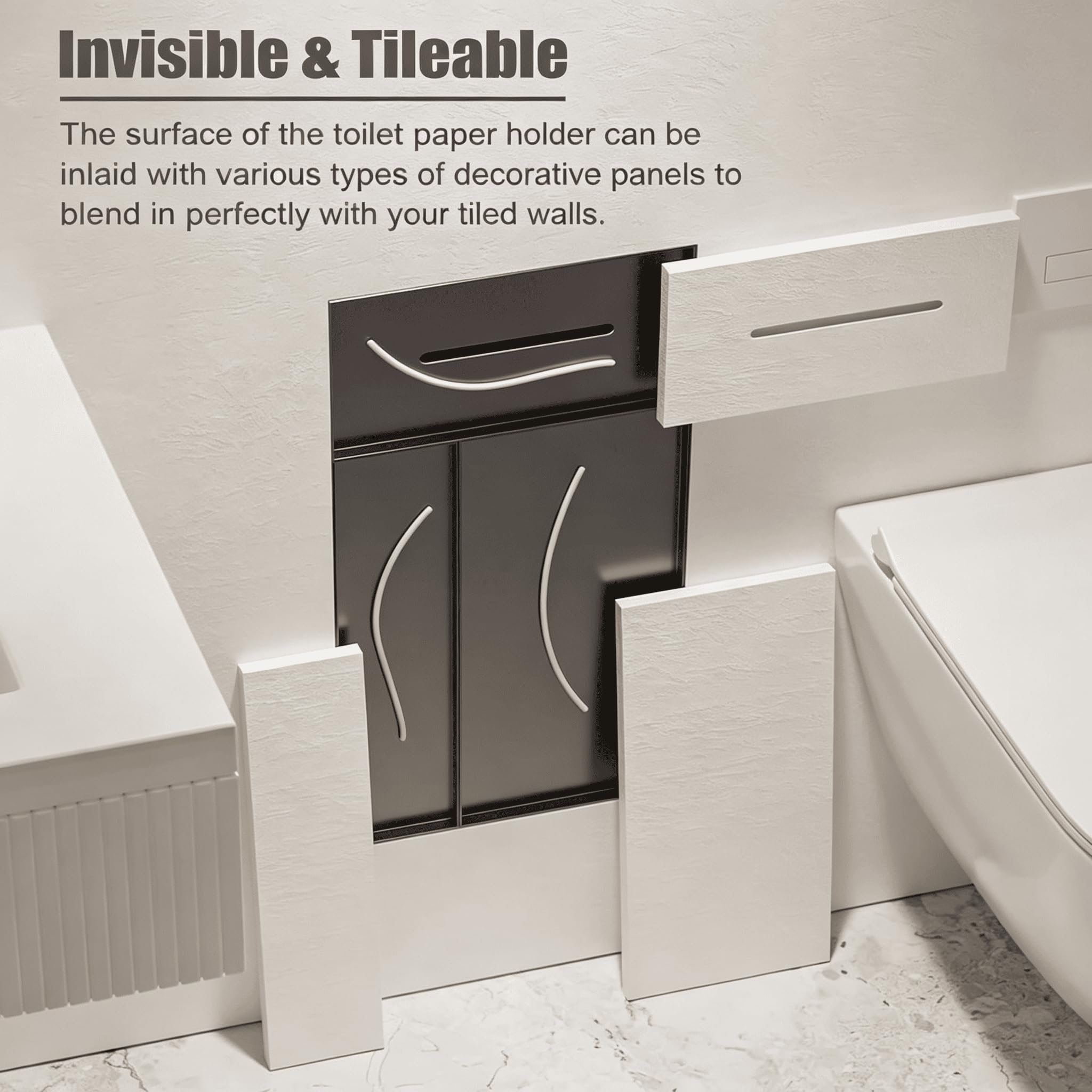 Einbau-Toilettenpapierhalter,In-Wall-Badezimmer aus Edelstahl 304 Kabinett