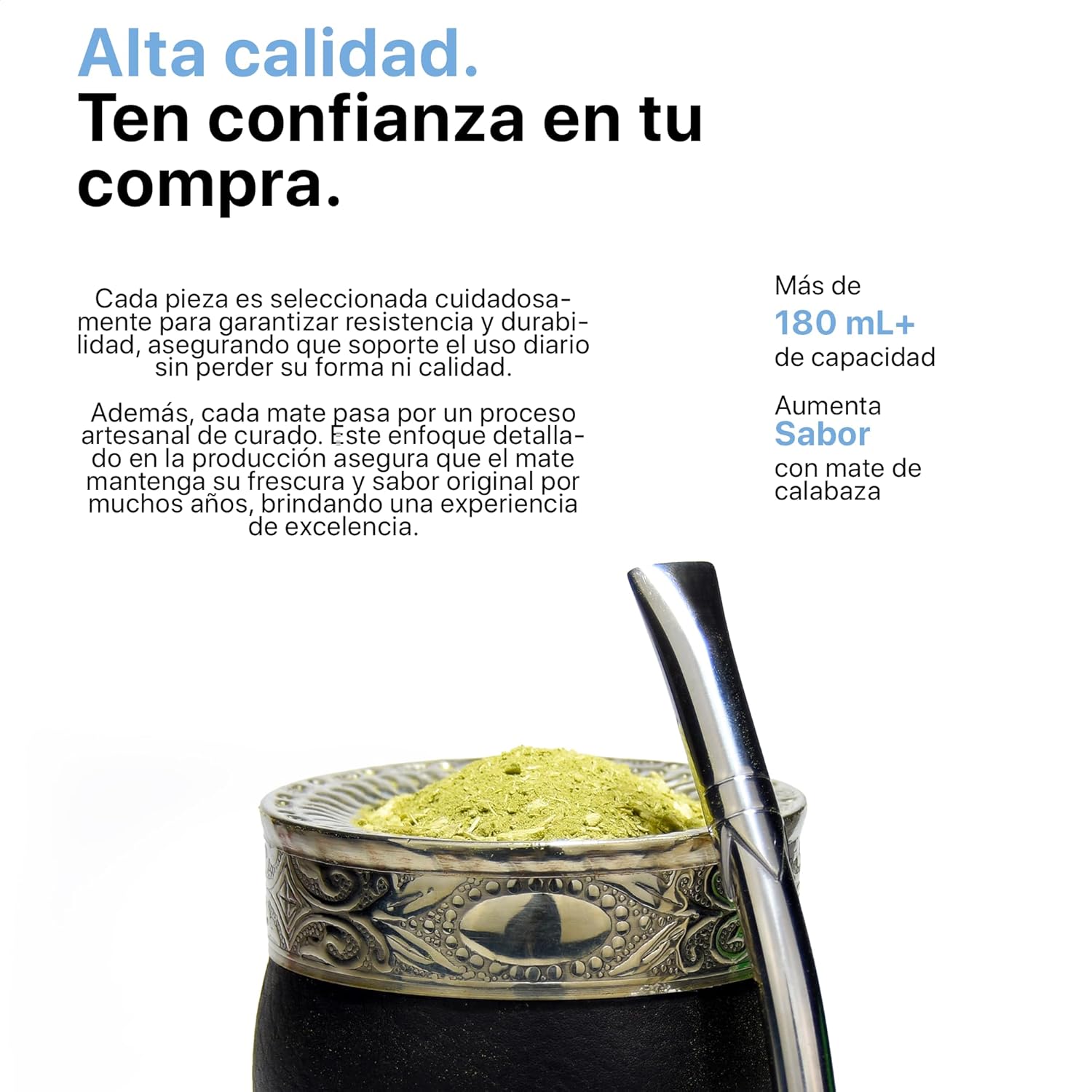 Mate de Calabaza - Yerba Mate Set - Traditional Gourd - Imperial - Mate de Argentina - Handcrafted - Tea - Leather -Kitchen - Calabaza - Calabash - Cuia - Bombilla (Imperial) - Image 3