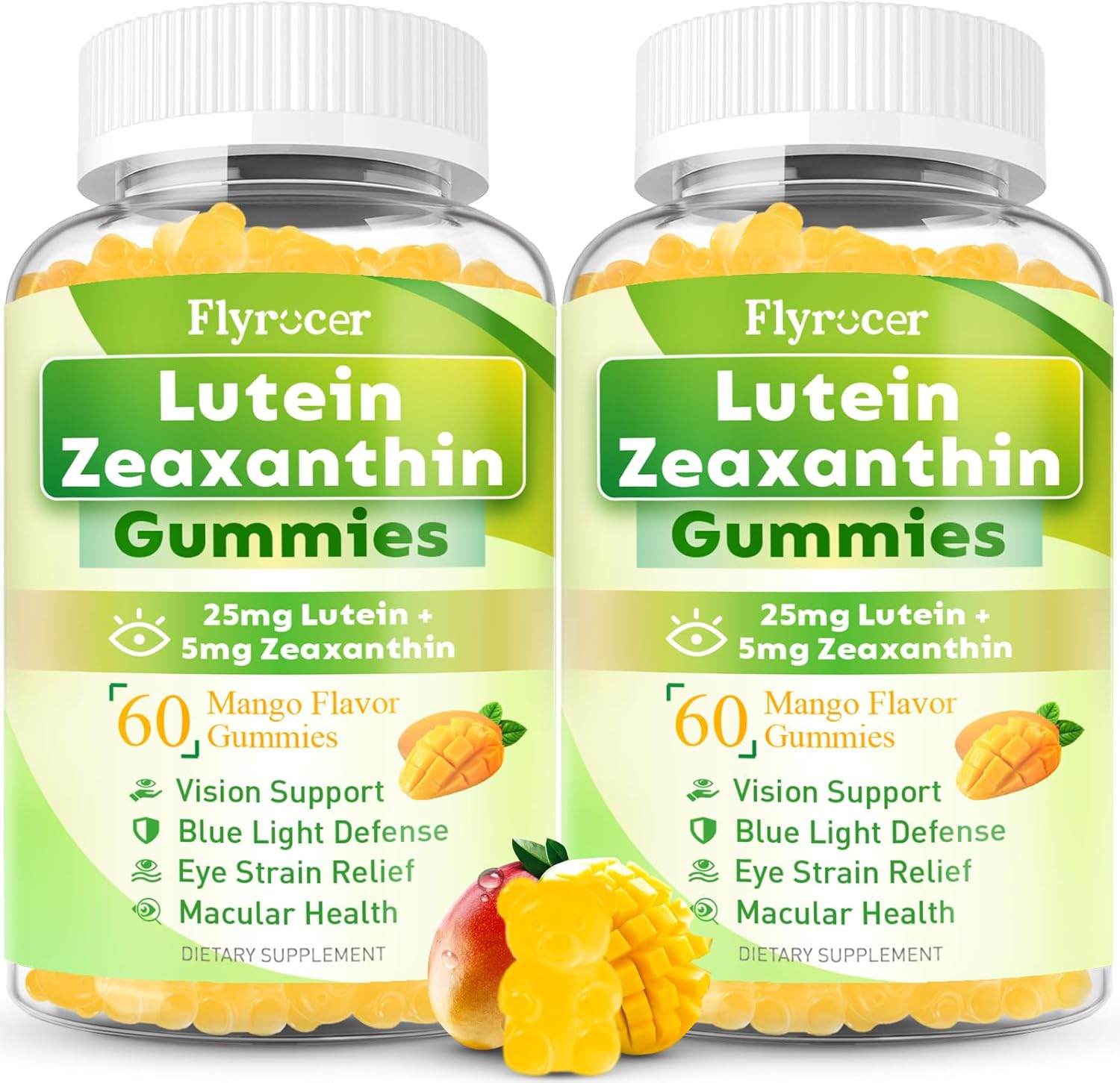 Sugar Free Lutein Gummies 25mg, Lutein and Zeaxanthin Supplements for Eye Health, 13-in-1 Eye Care Formula with Omega-3 Bilberry Saffron-Vision Health, Eye Strain, Dry Eyes, Vegan Mango Flavor 120 Ct