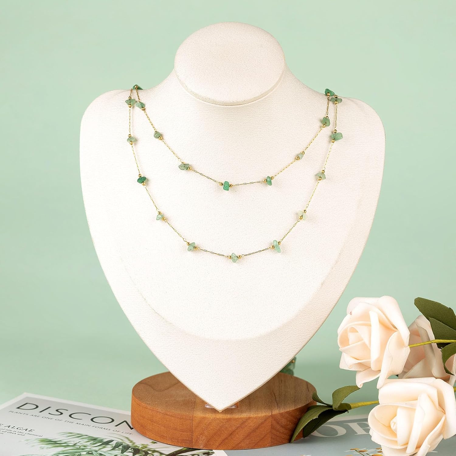 UMAOKANG 13 Feet Green Gemstone Chains for Jewelry Making Gold Plated Stainless Steel Jewelry Chain Roll for Women Necklace Bracelet DIY - Image 7