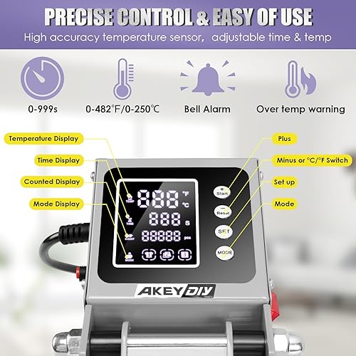 Miniatura 3 de AKEYDIY Máquina de prensa de calor de 15 x 15 pulgadas Pro Shirts prensa de calor grande extraíble inferior Platen deslizante Camiseta digital
