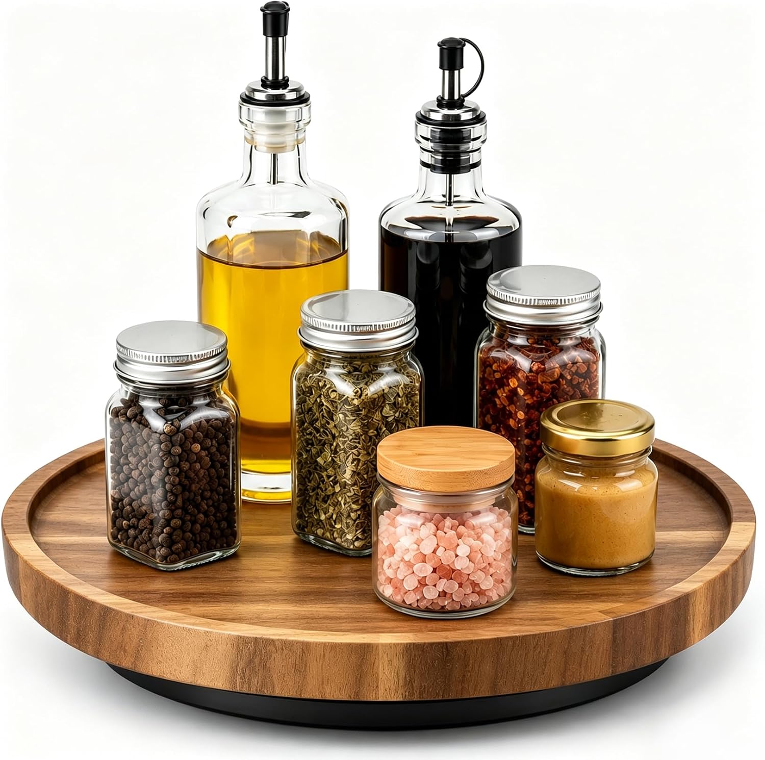 10" Acacia Wood Lazy Susan Organizer Kitchen Turntable