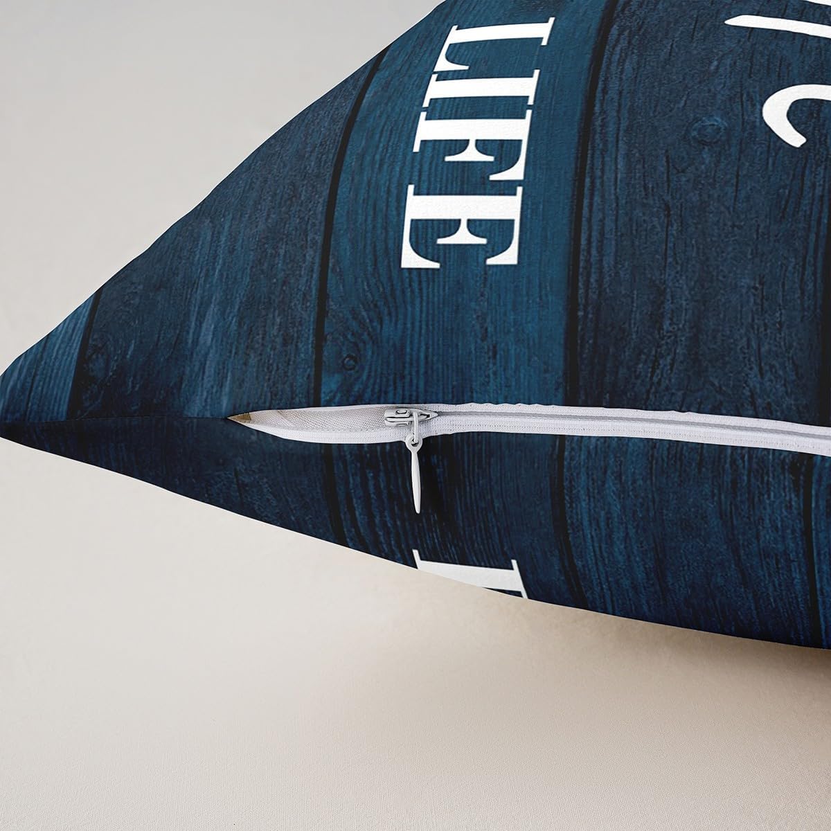 Pack of 2 Lake Rules Decorative Throw Pillow Covers, Soft Welcome to Lake Cabin Square Cushion Case Set for Couch Bedroom Living Room,Lake House Decor Navy Blue Pillow Cases Pillowcases,24x24 Inches